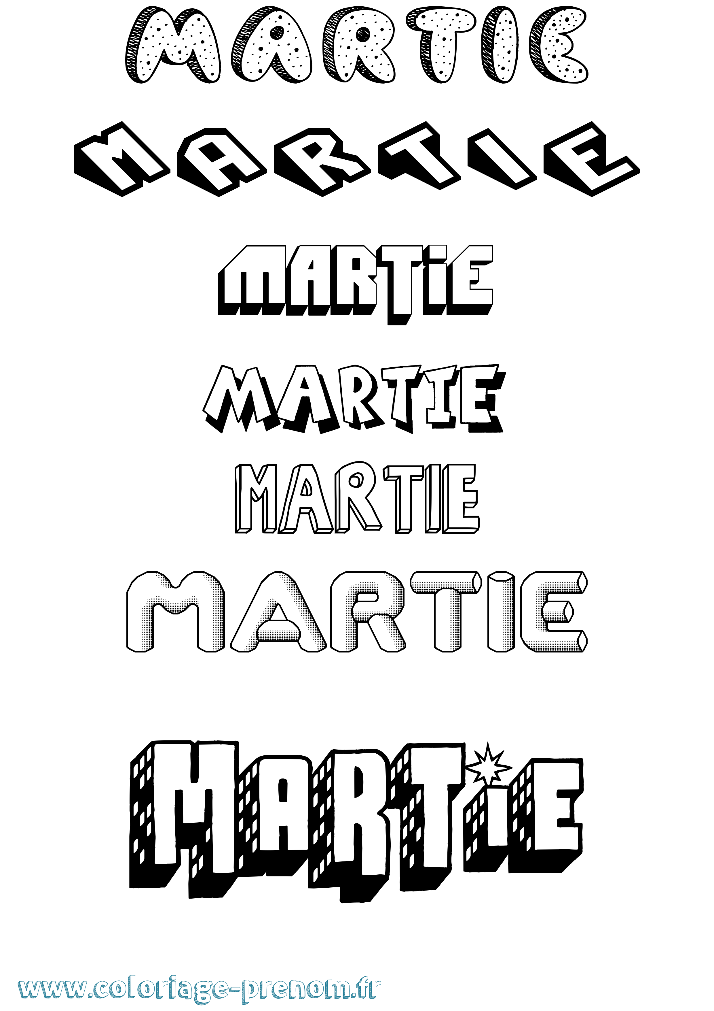 Coloriage Martie Effet 3D Coloriage prénom Martie Effet 3D
