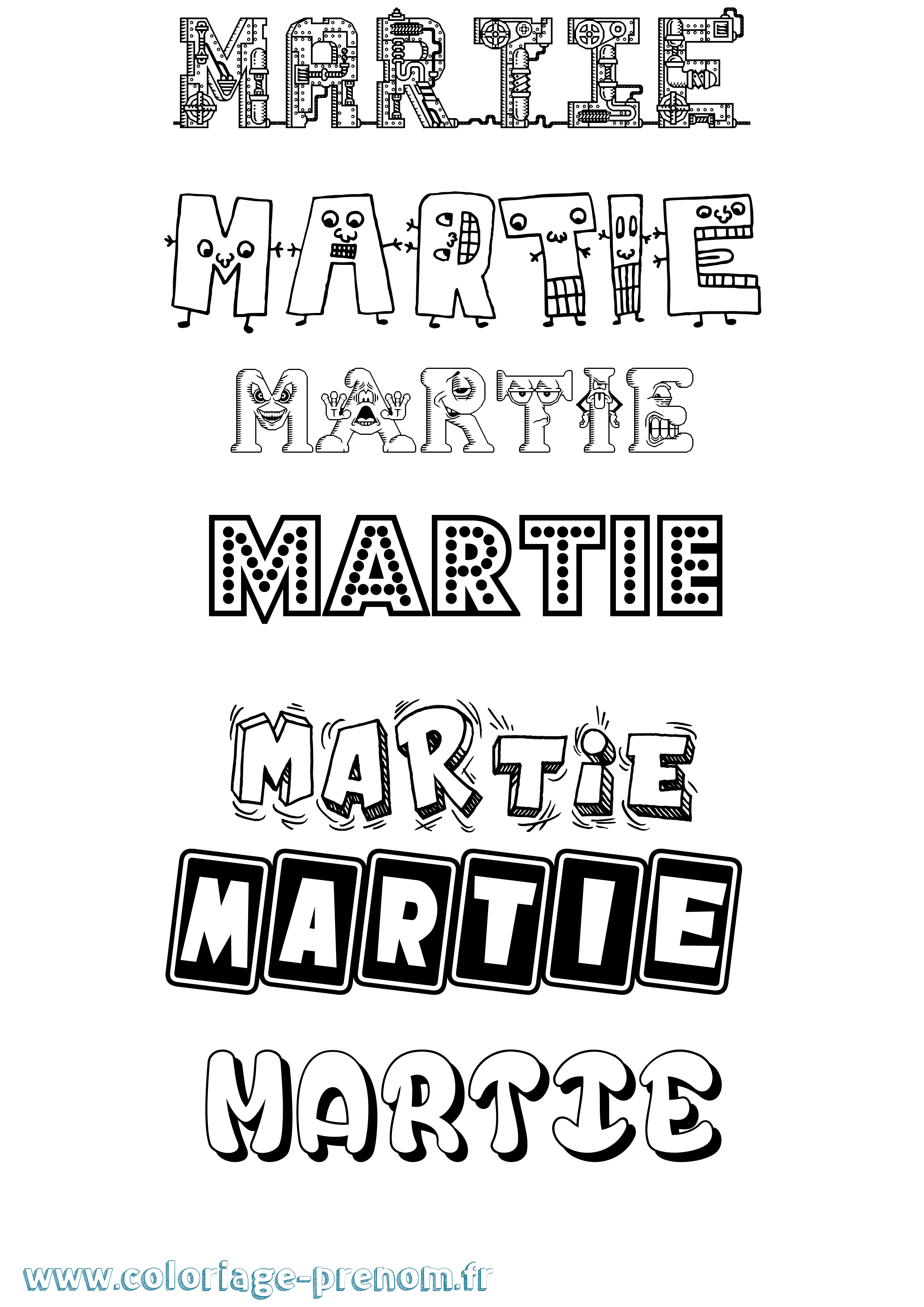 Coloriage prénom Martie Fun
