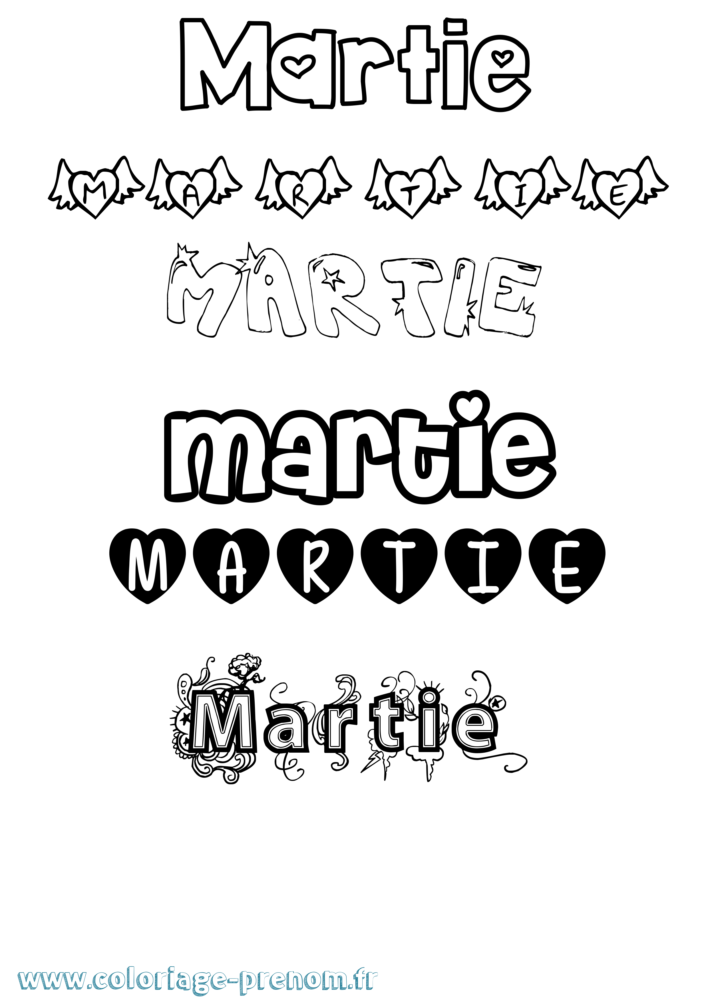 Coloriage Martie Girly Coloriage prénom Martie Girly