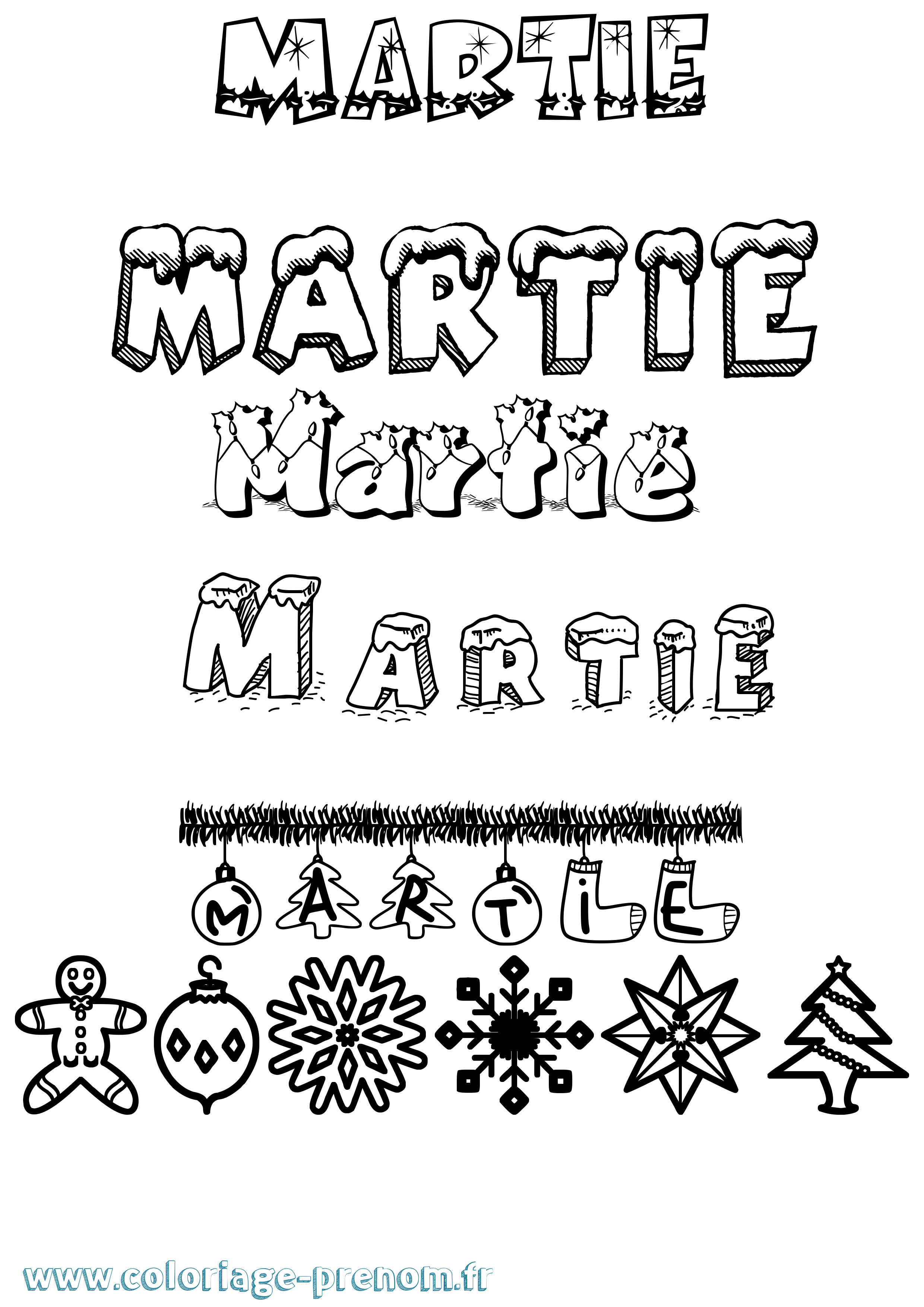 Coloriage Martie Noël Coloriage prénom Martie Noël