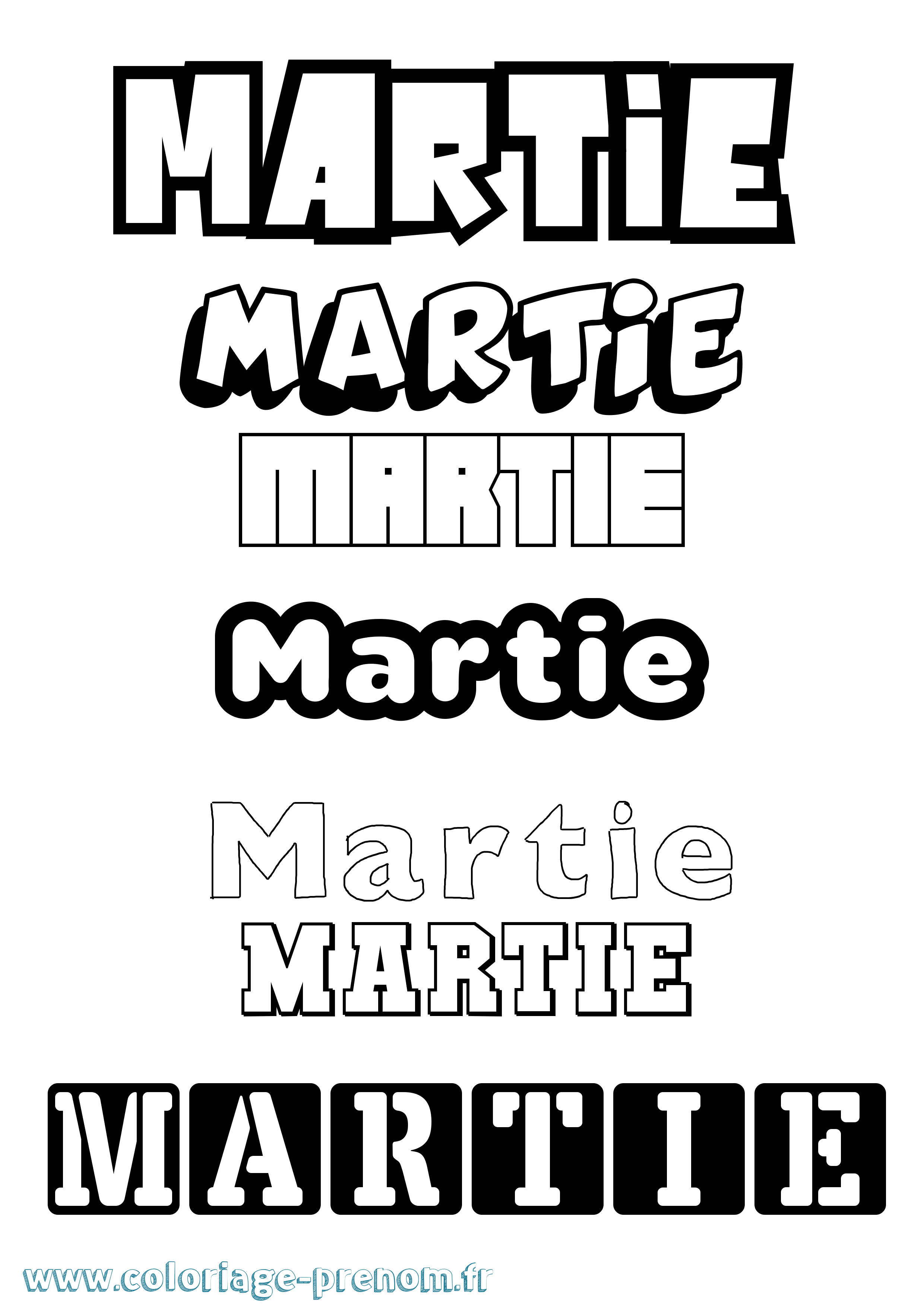 Coloriage prénom Martie Simple