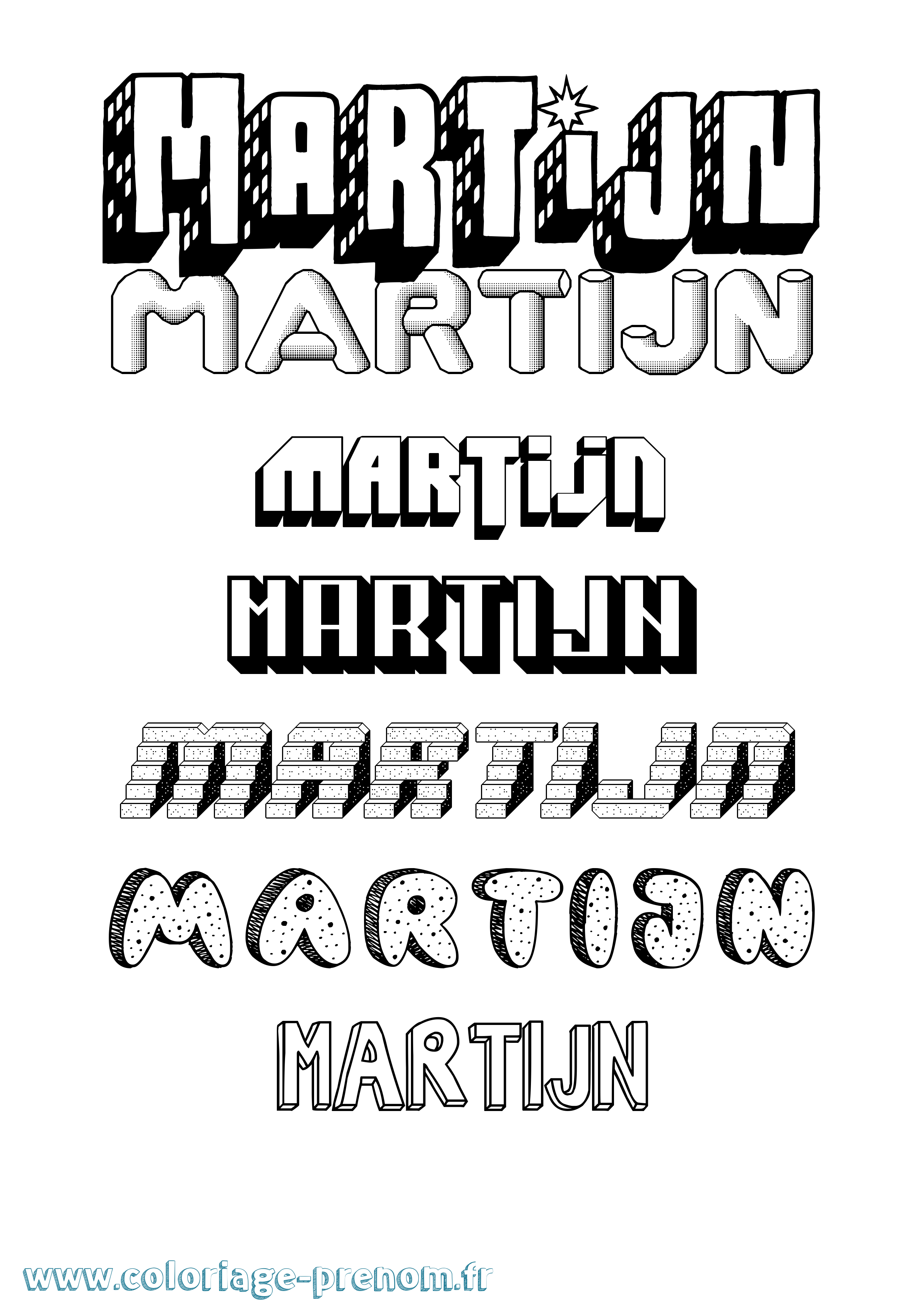 Coloriage prénom Martijn Effet 3D