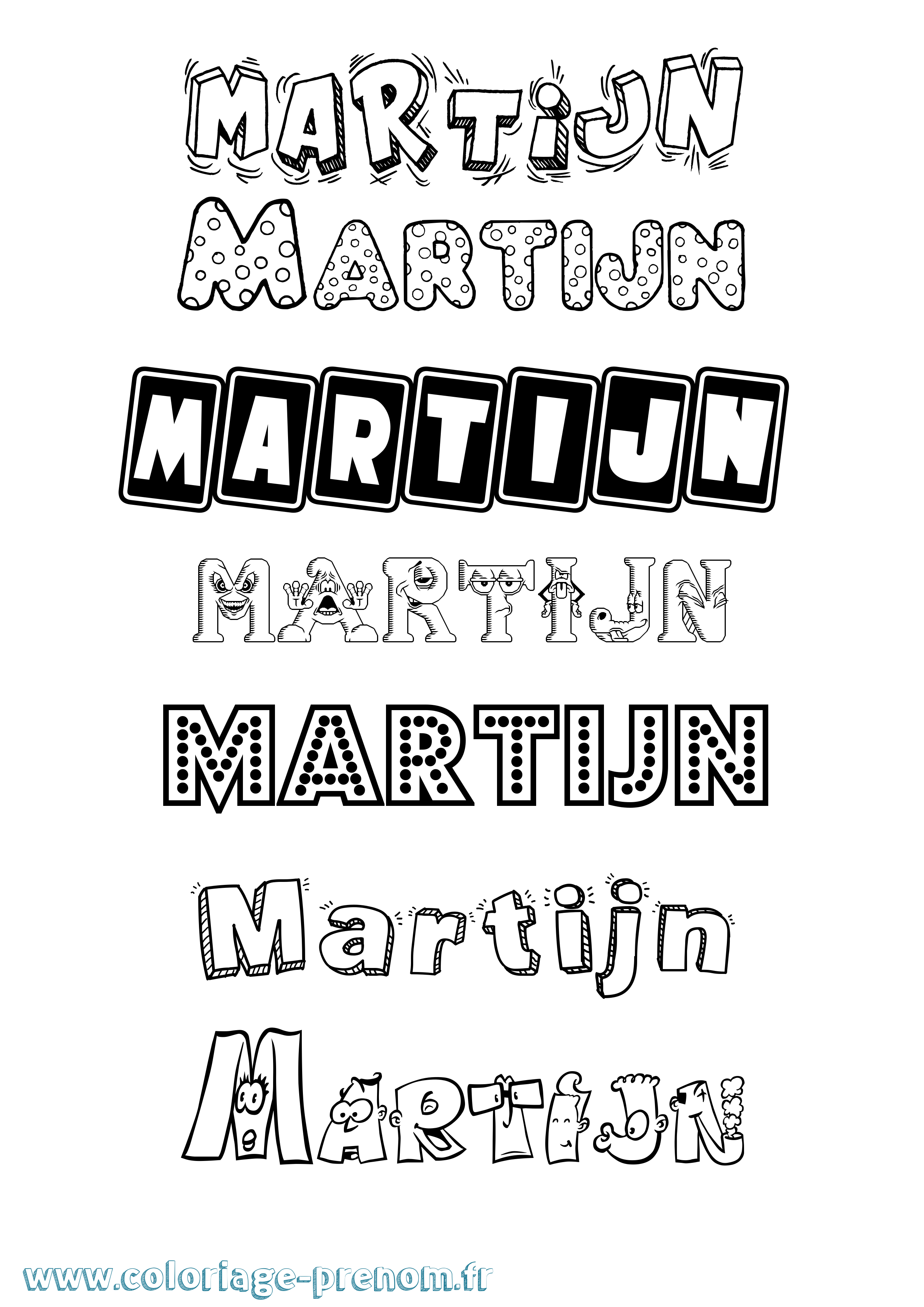 Coloriage prénom Martijn Fun