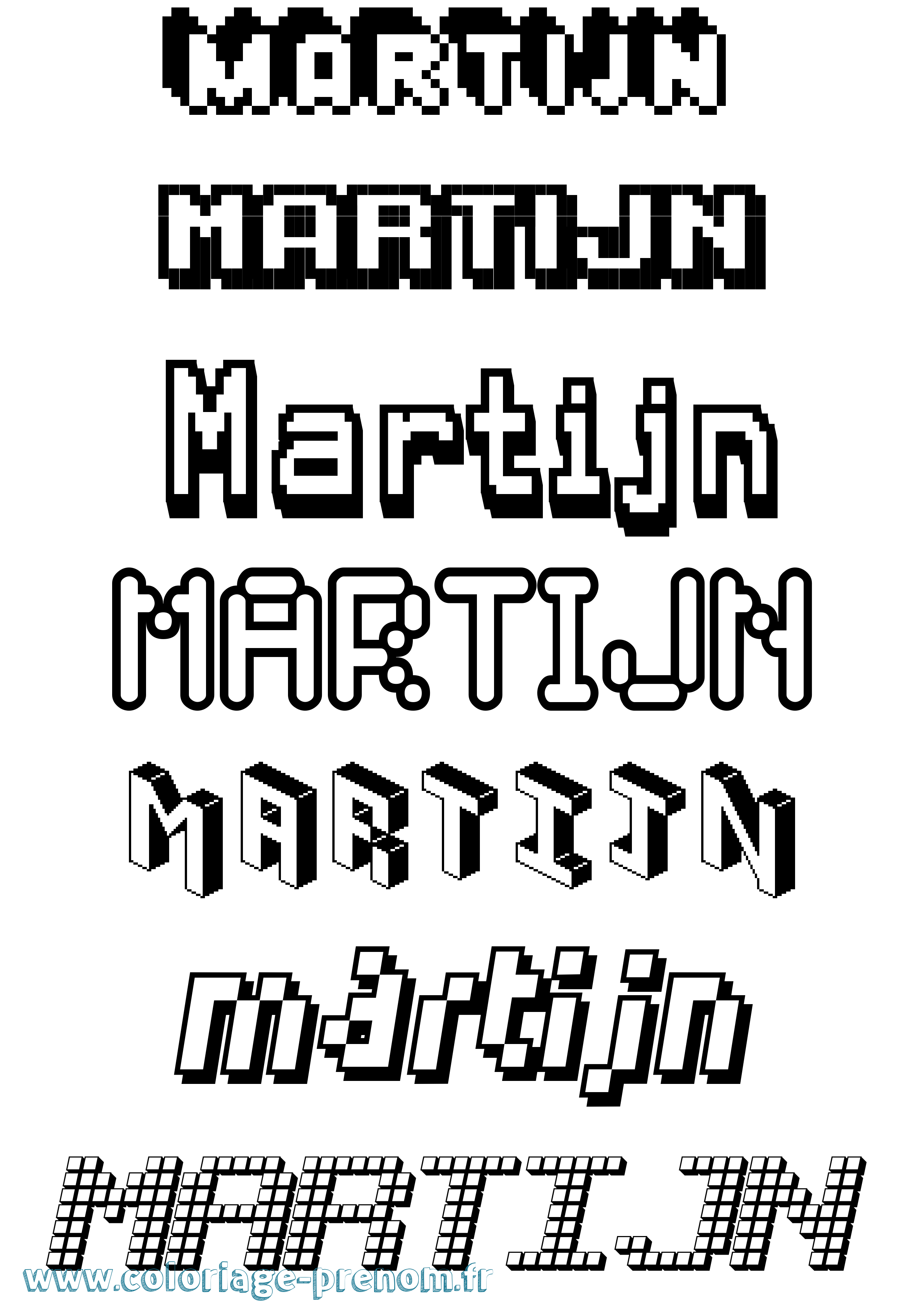 Coloriage prénom Martijn Pixel