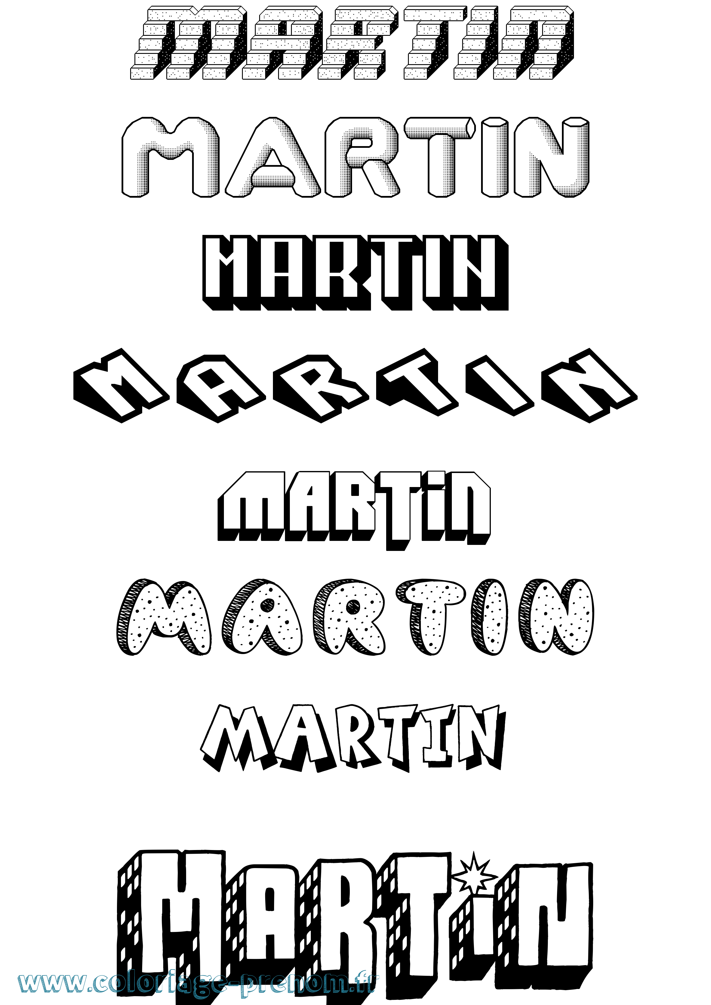 Coloriage prénom Martin Effet 3D