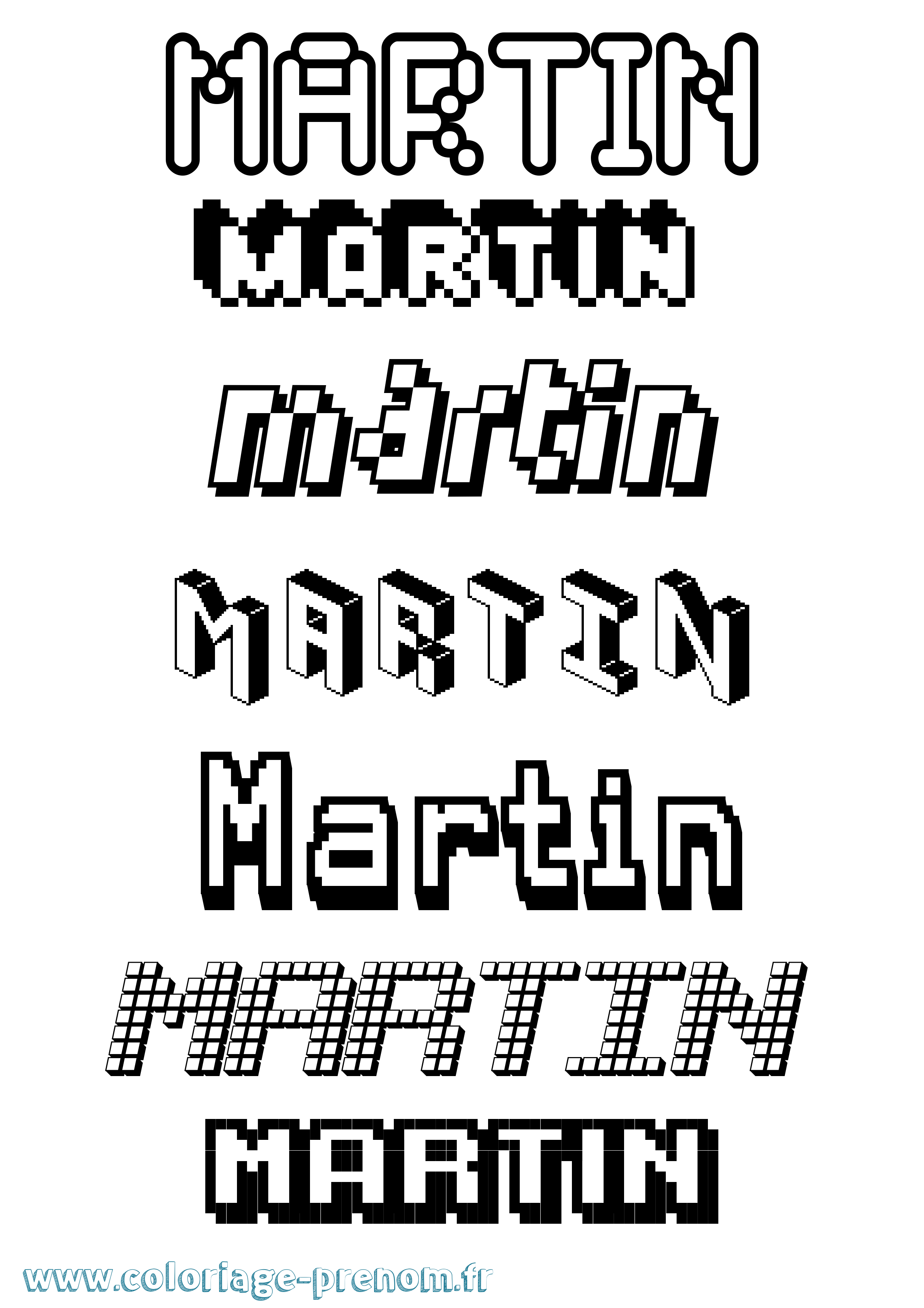 Coloriage prénom Martin Pixel