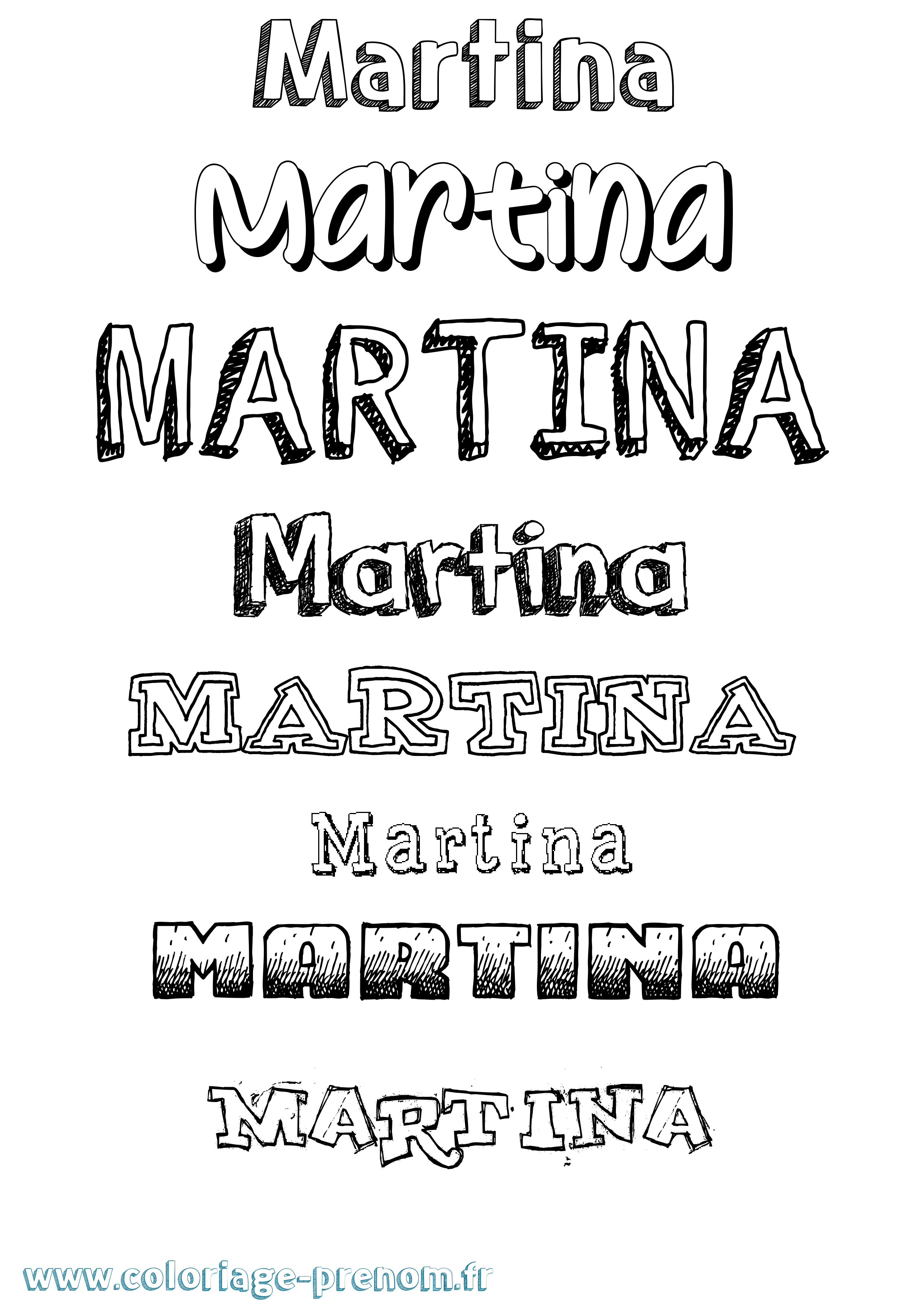 Coloriage prénom Martina Dessiné