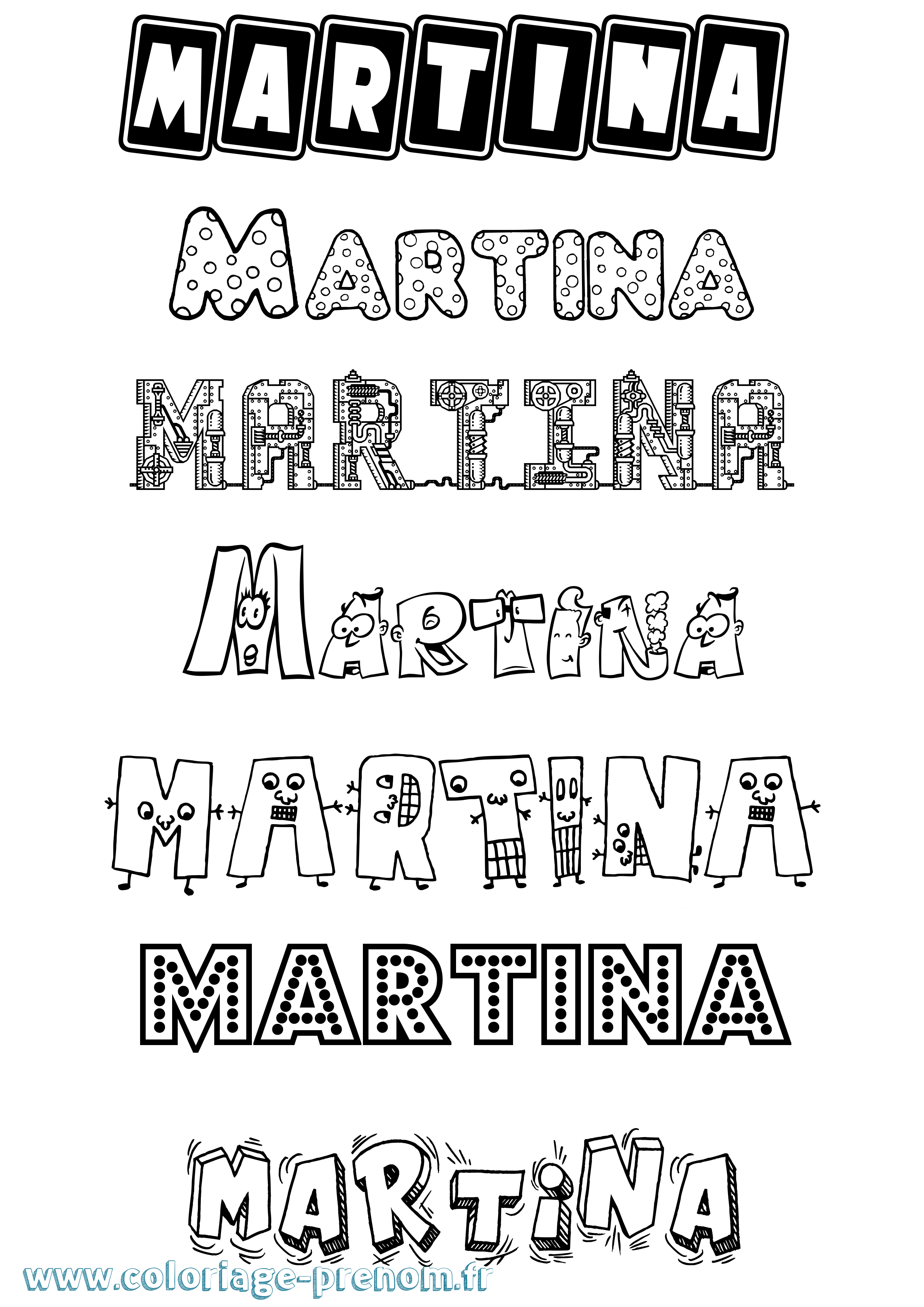 Coloriage prénom Martina Fun