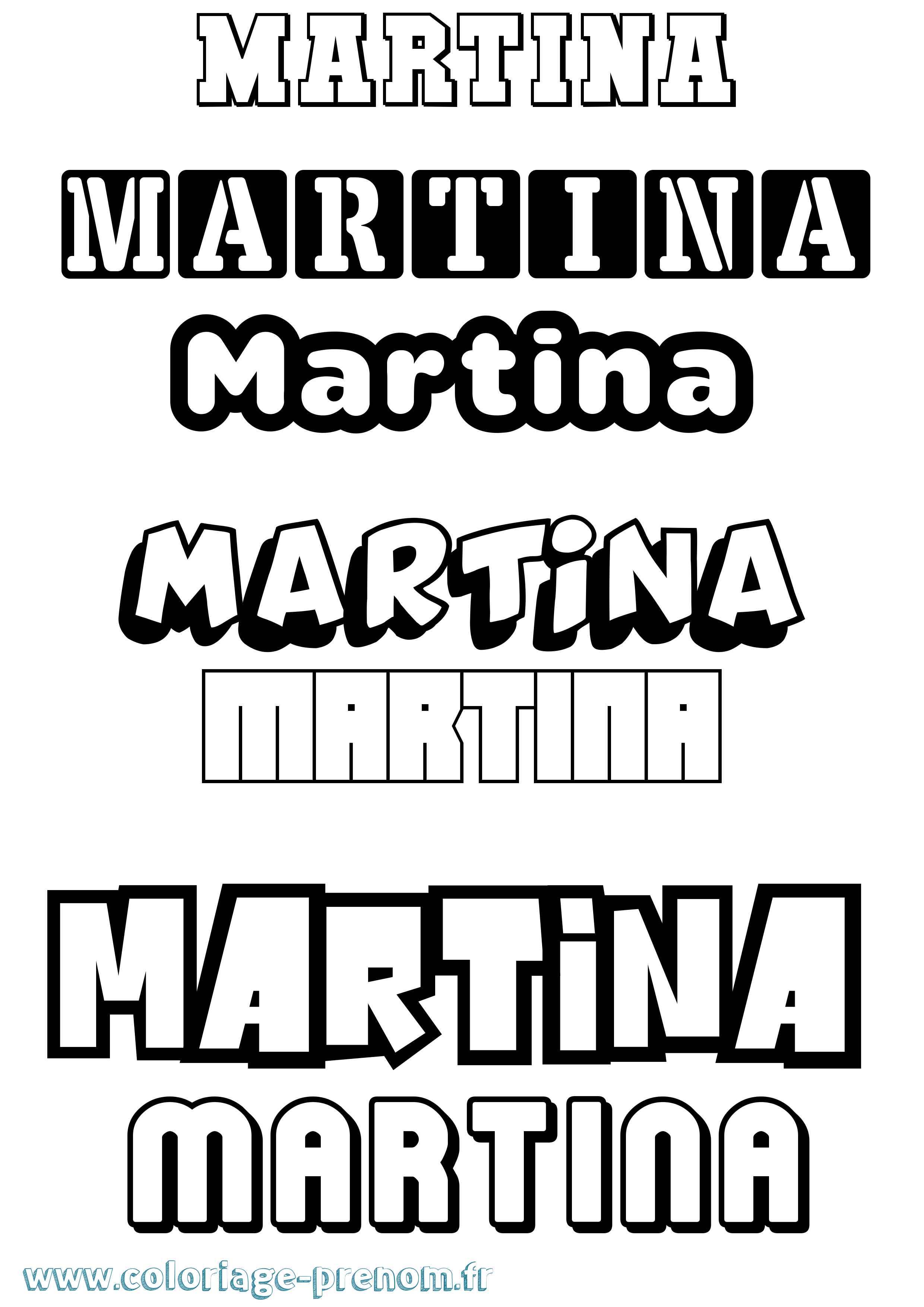 Coloriage prénom Martina Simple