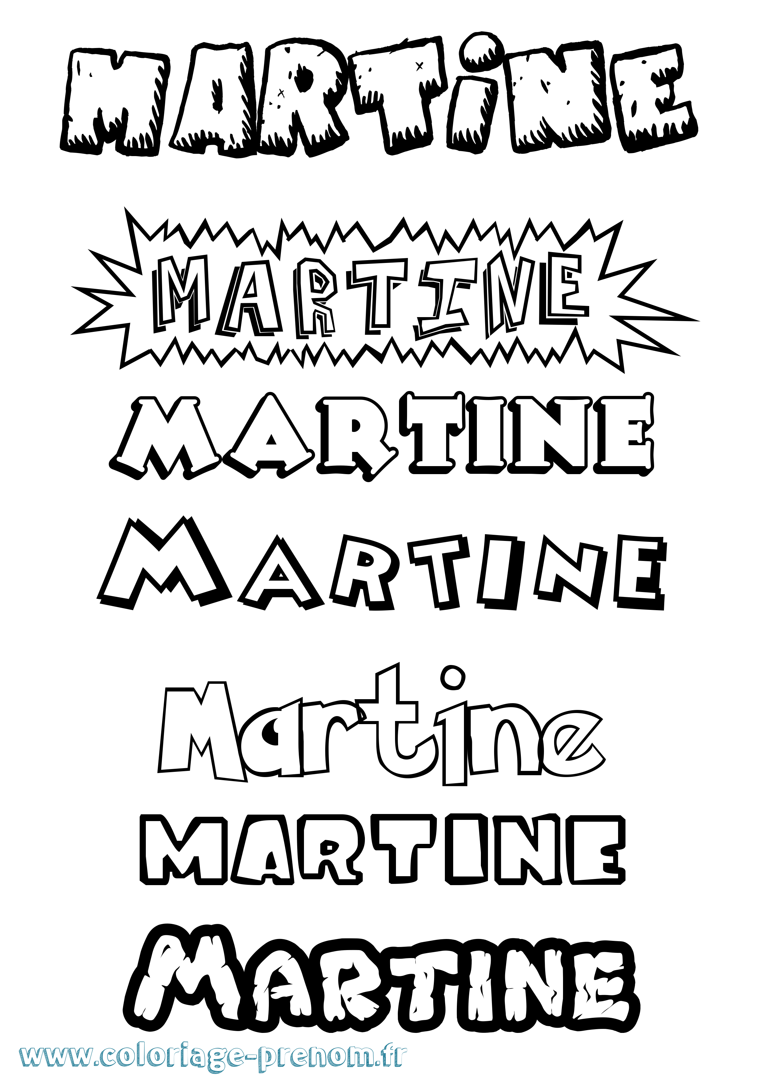 Coloriage Martine Coloriage prénom Martine