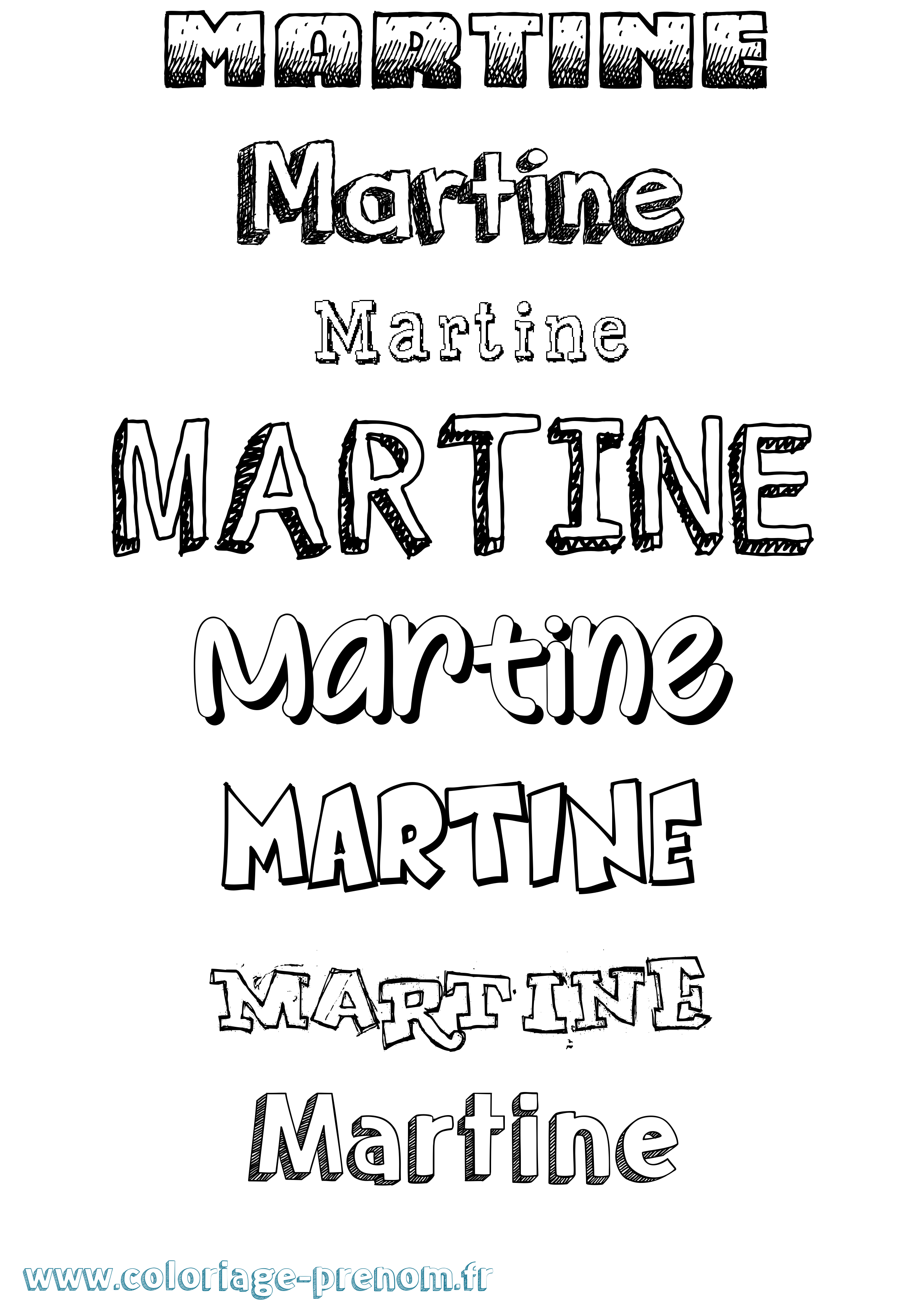 Coloriage Martine Coloriage prénom Martine