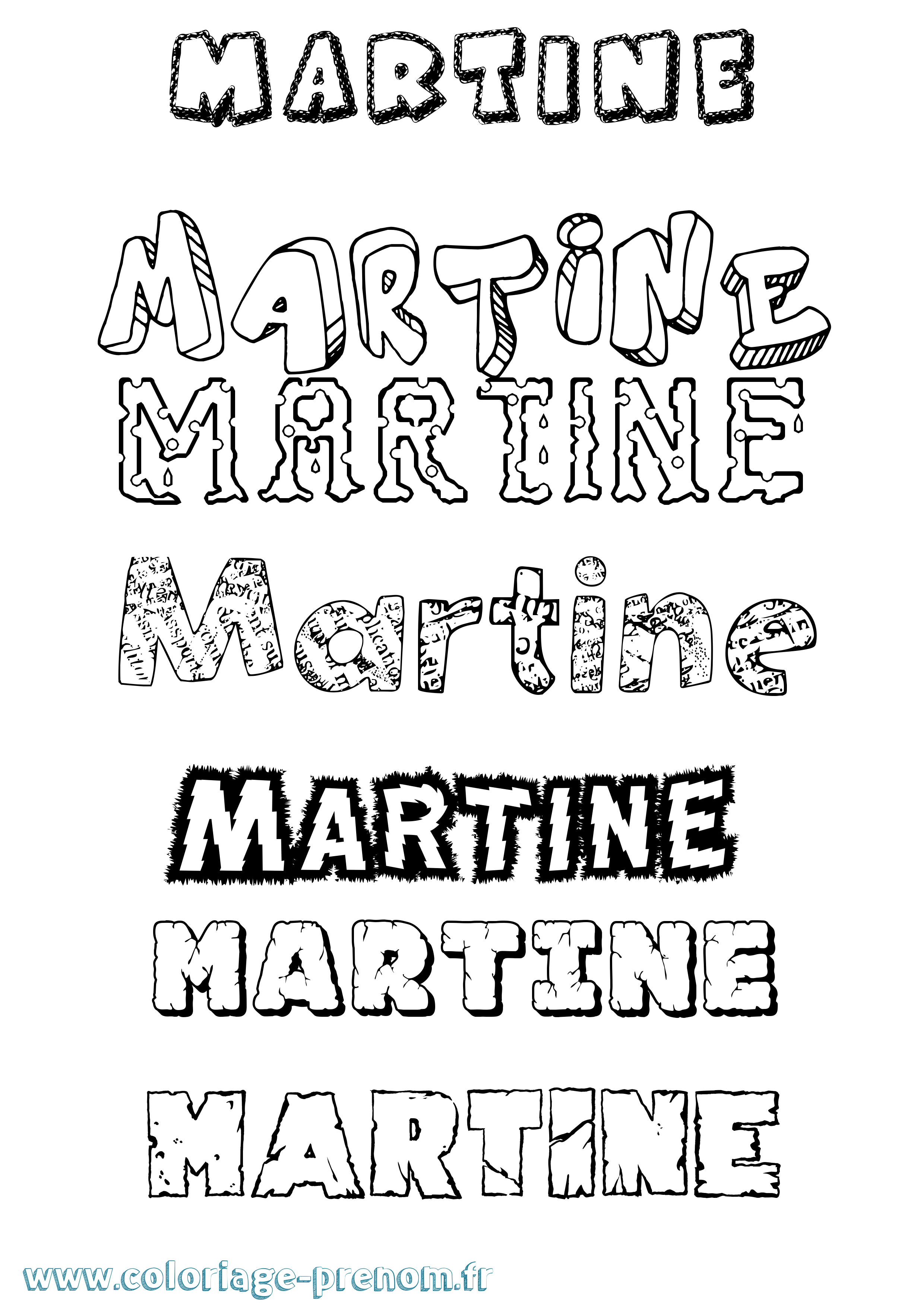 Coloriage prénom Martine Destructuré