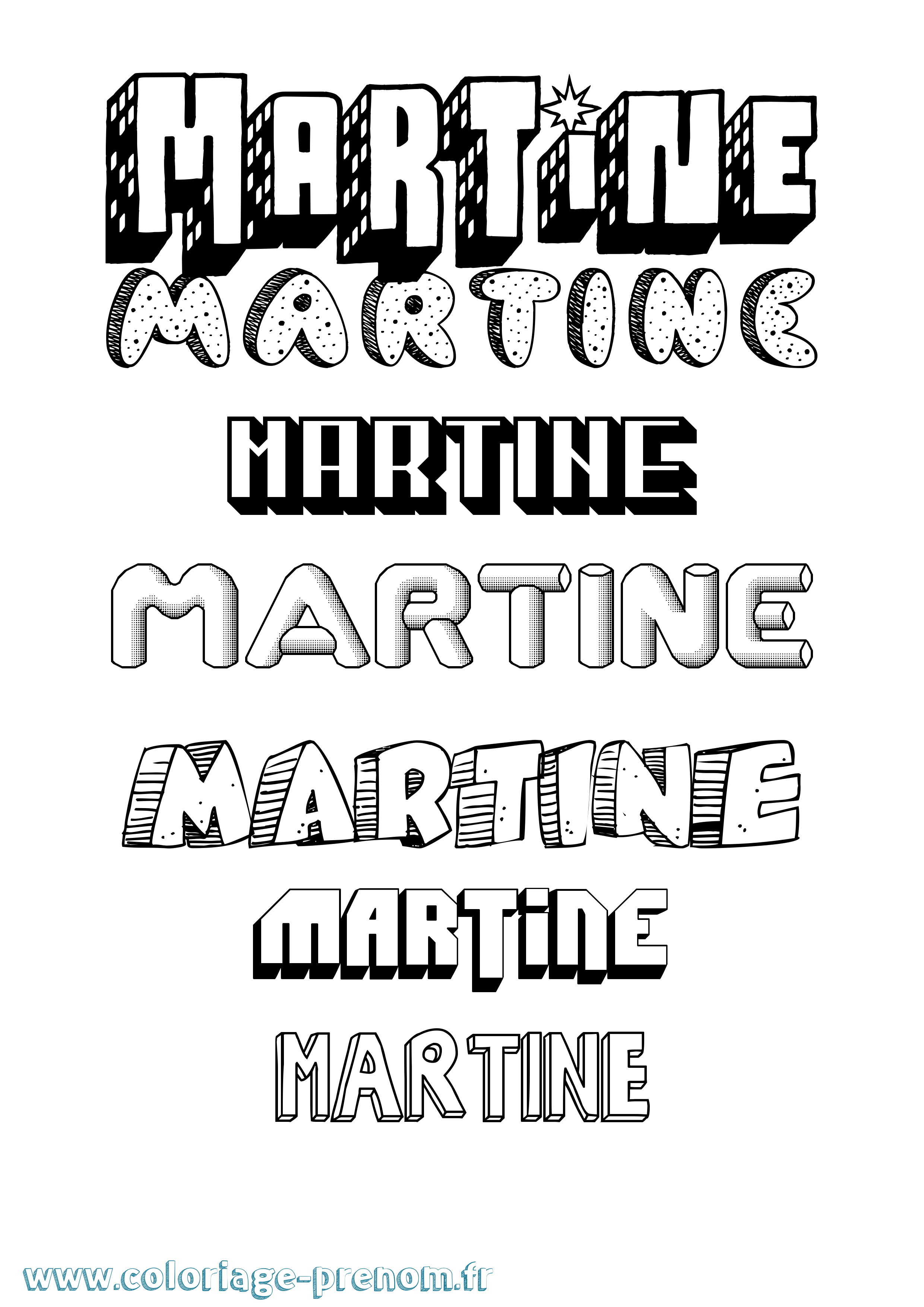 Coloriage prénom Martine Effet 3D