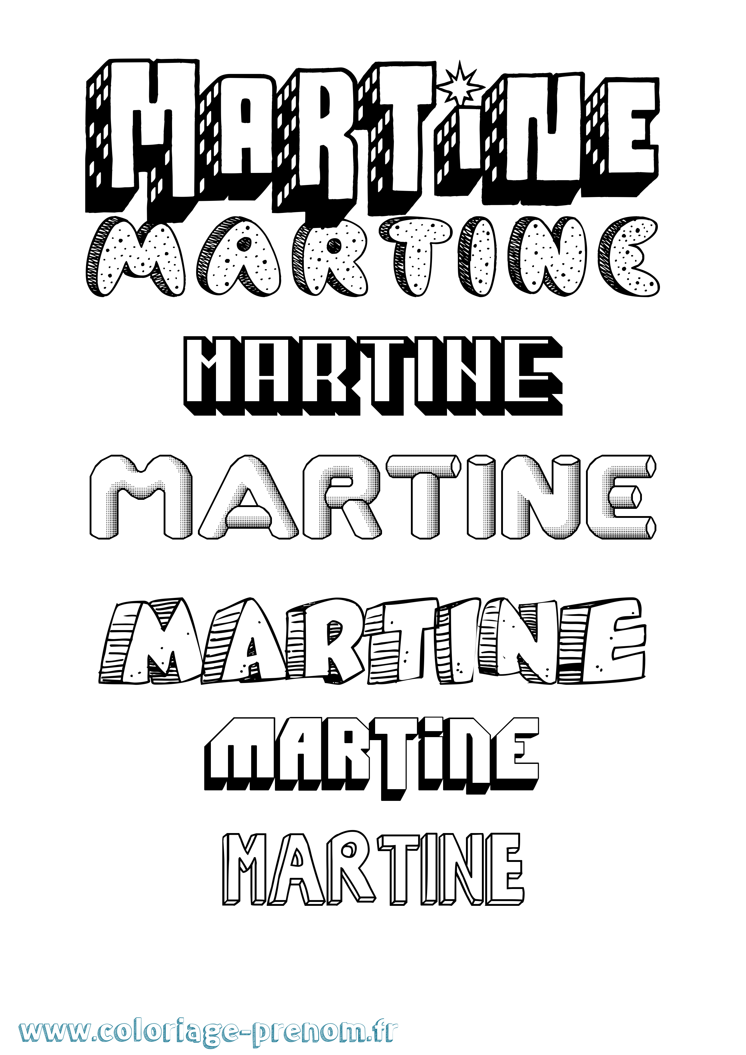Coloriage Martine Coloriage prénom Martine