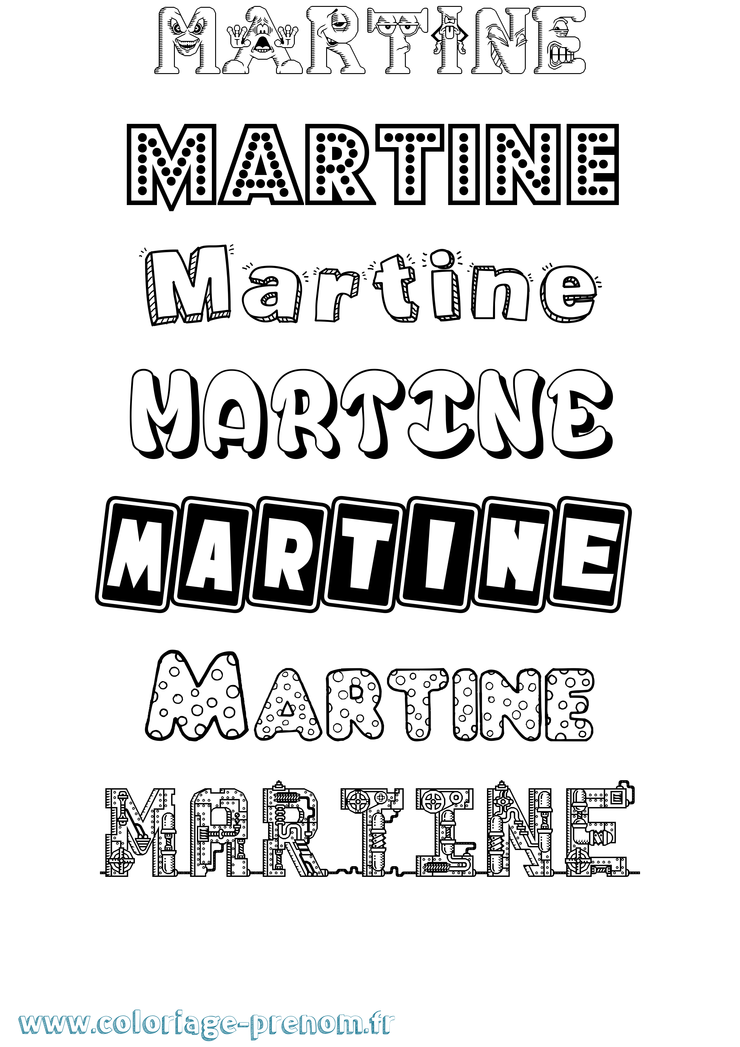 Coloriage Martine Coloriage prénom Martine