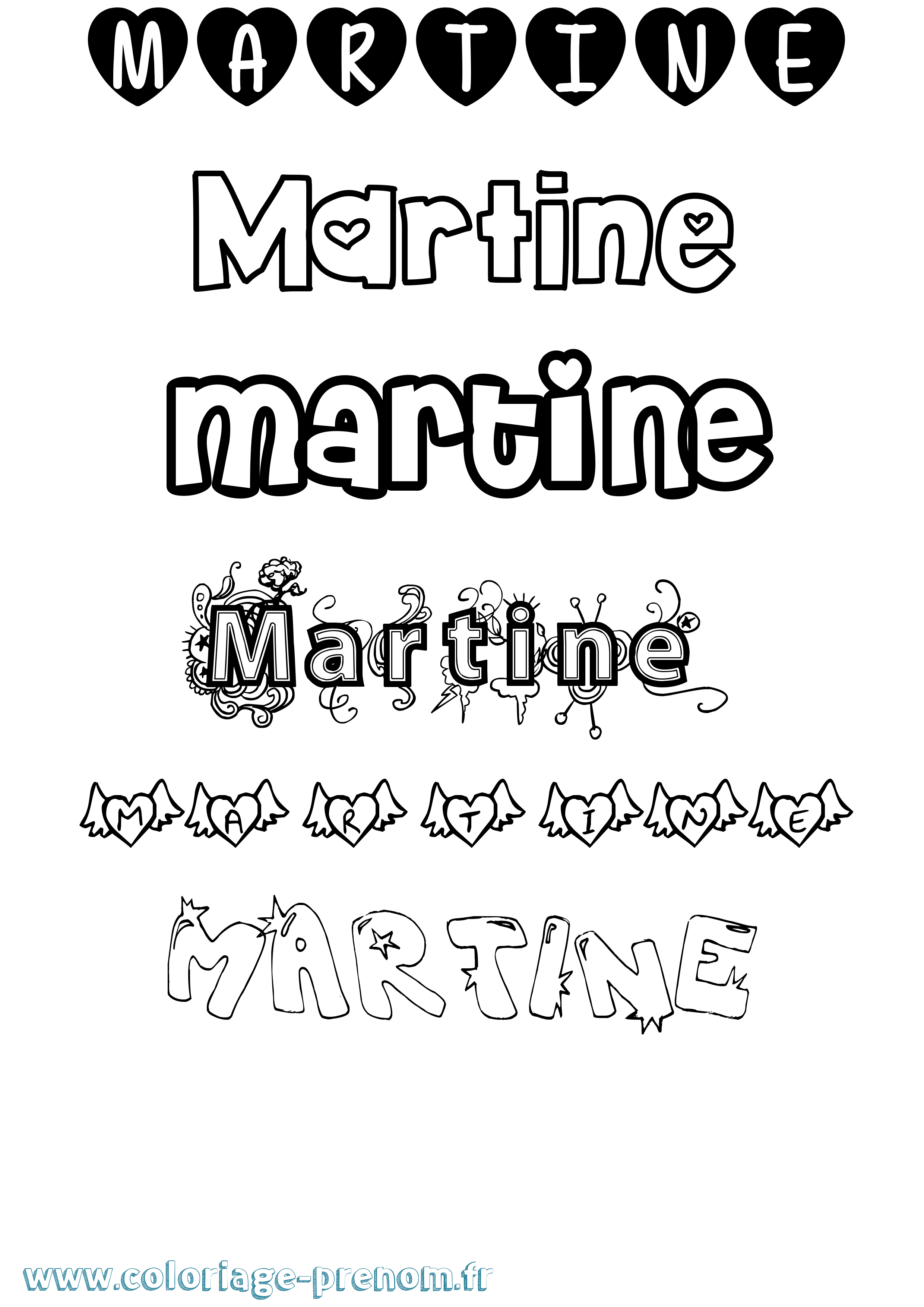 Coloriage Martine Coloriage prénom Martine