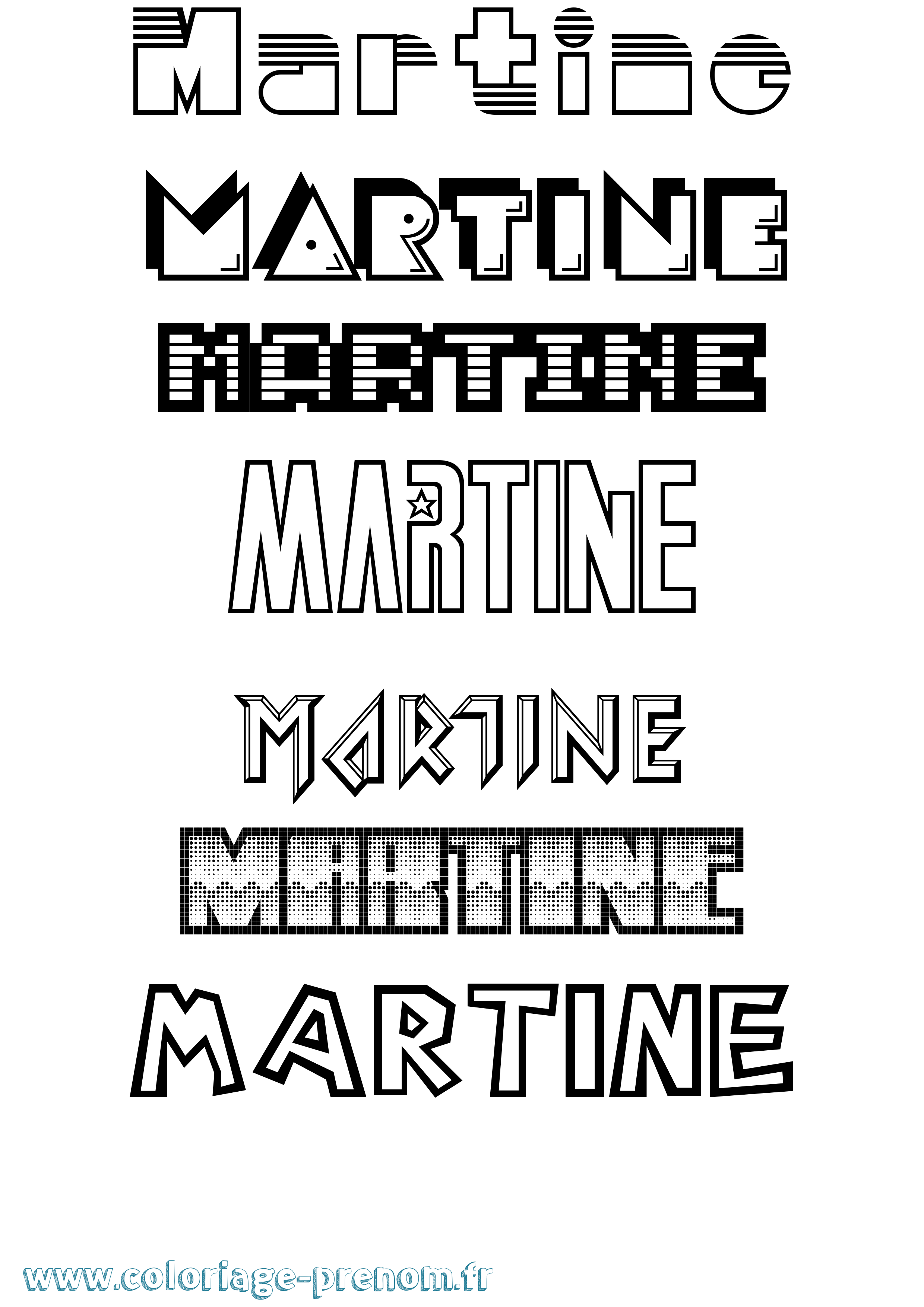 Coloriage Martine Coloriage prénom Martine