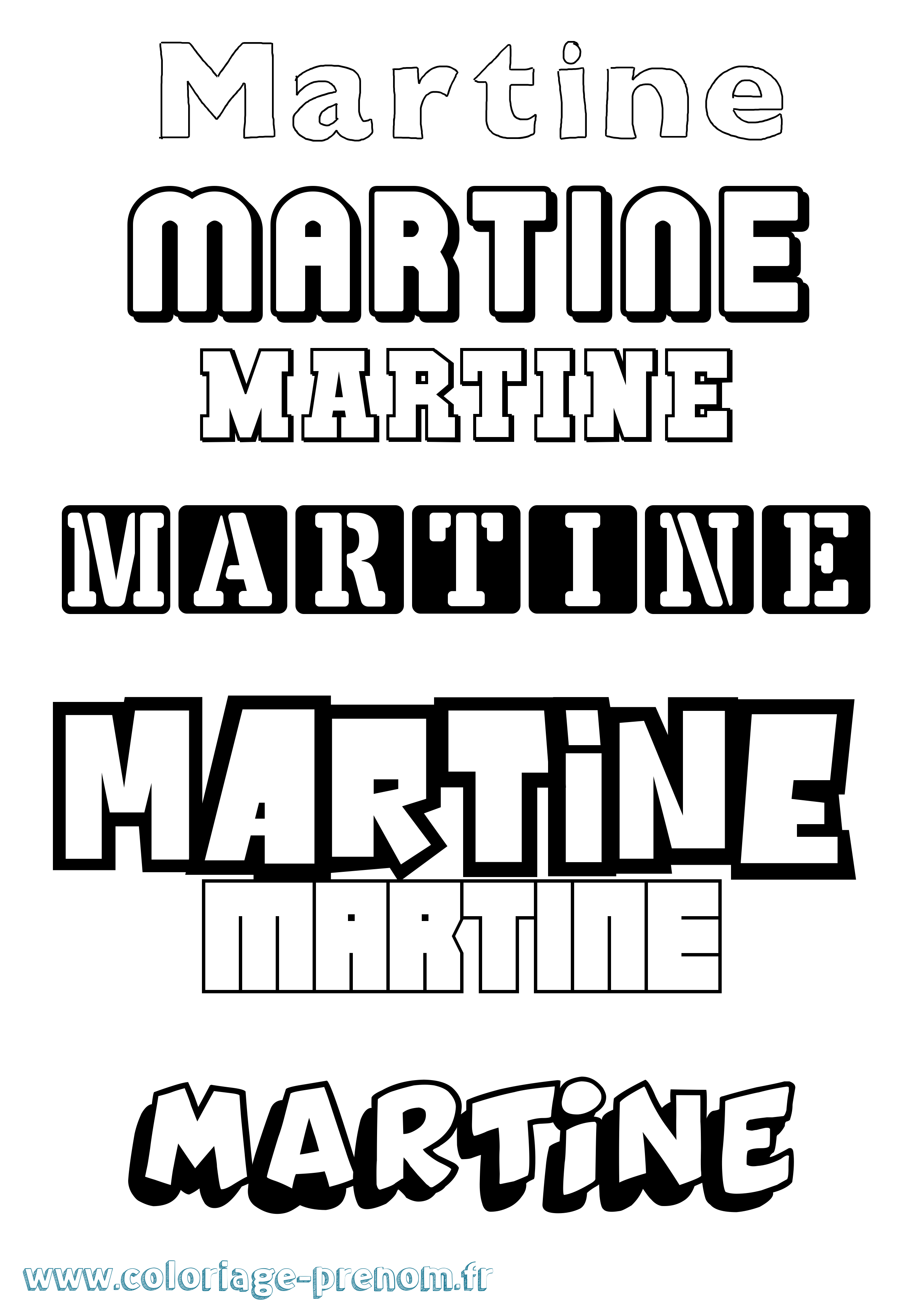 Coloriage prénom Martine Simple
