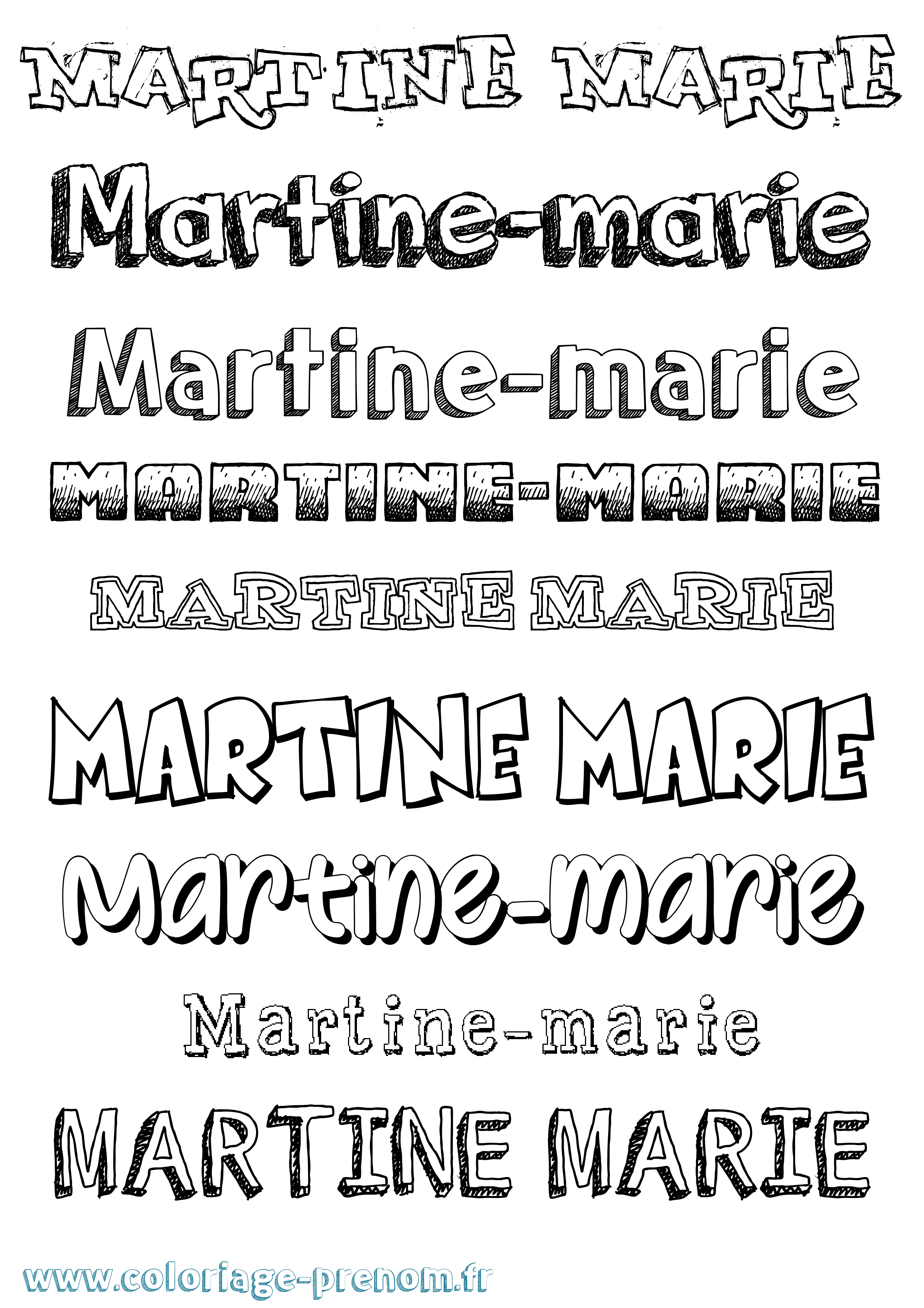 Coloriage prénom Martine-Marie Dessiné