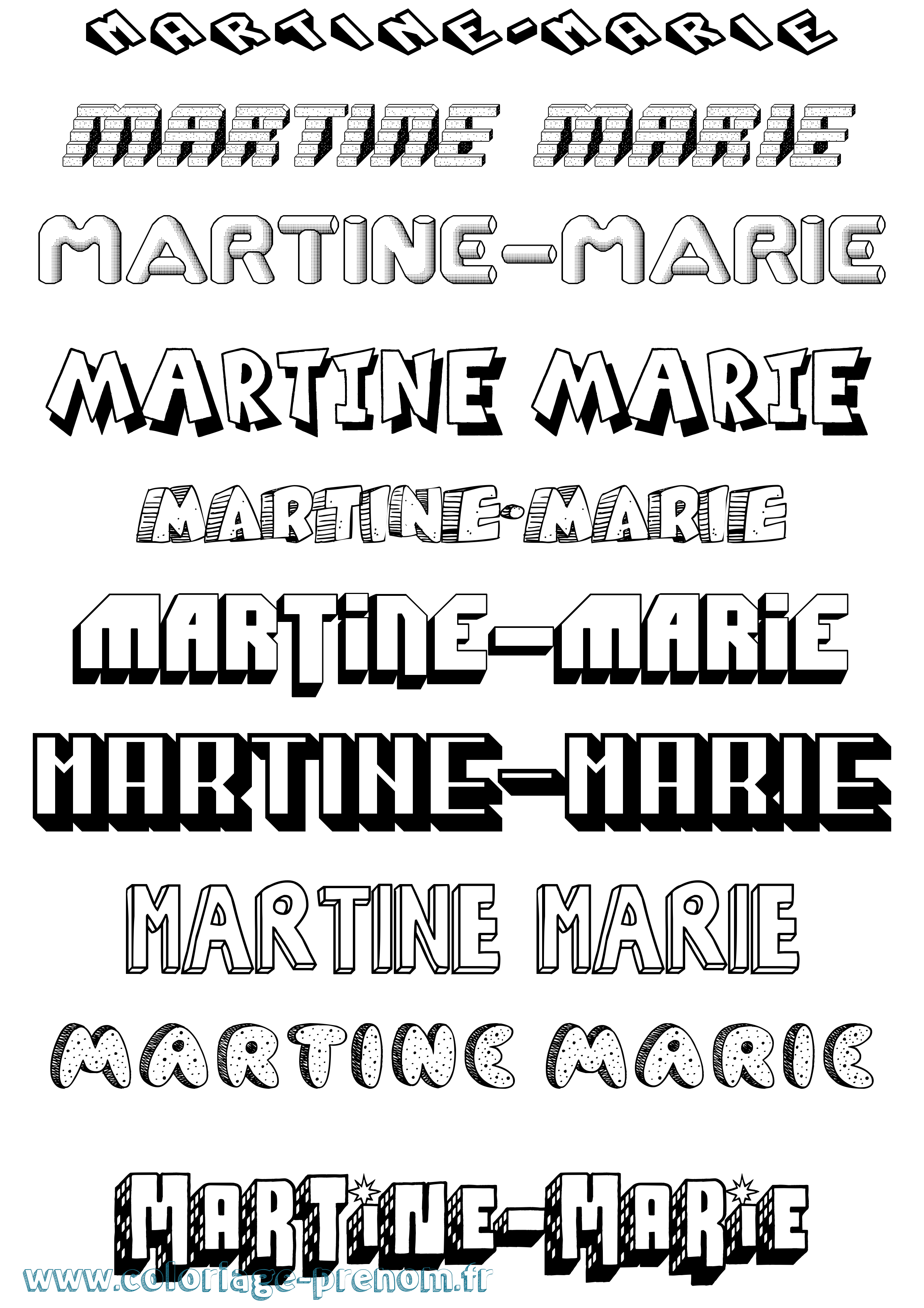 Coloriage prénom Martine-Marie Effet 3D