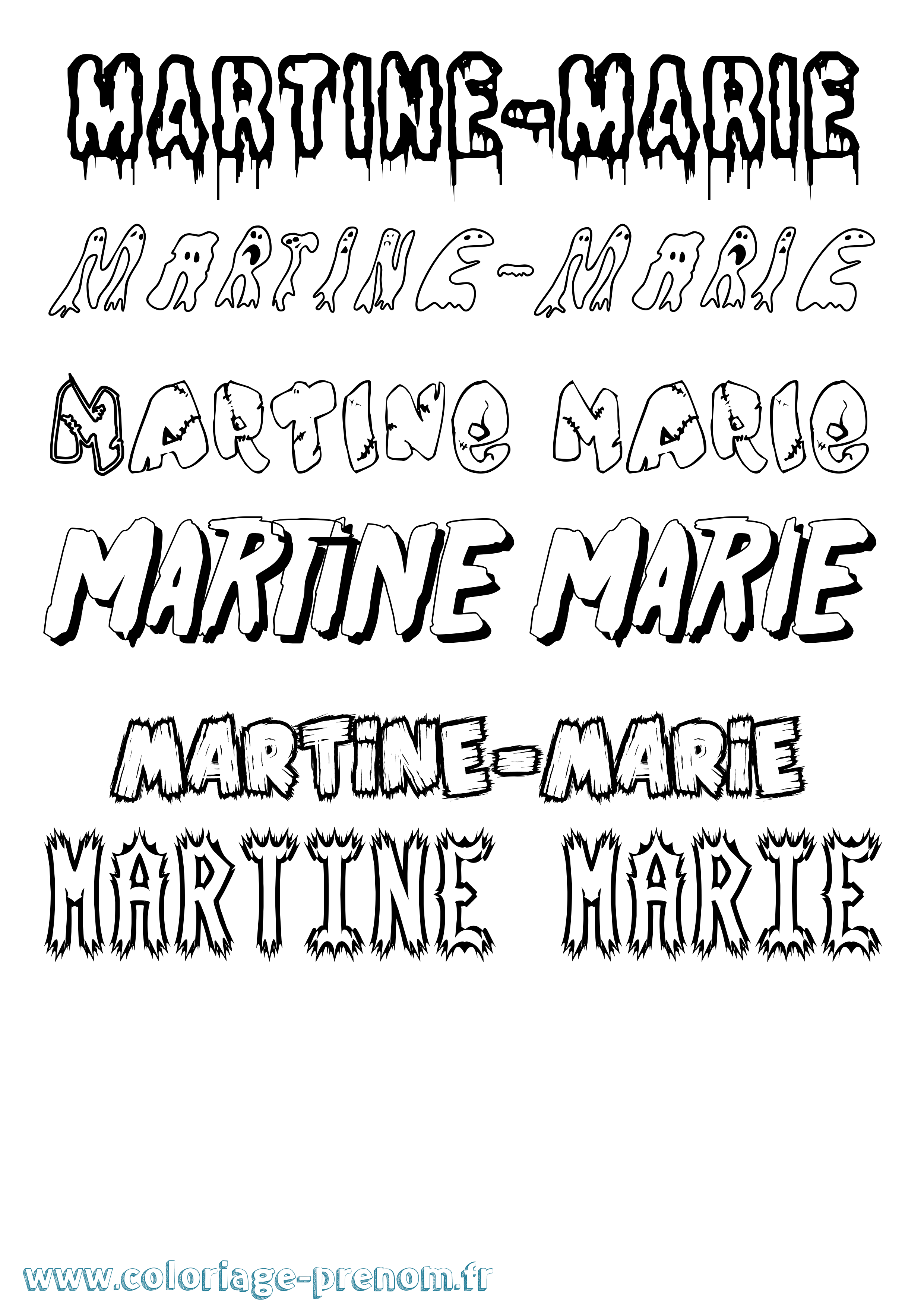Coloriage prénom Martine-Marie Frisson