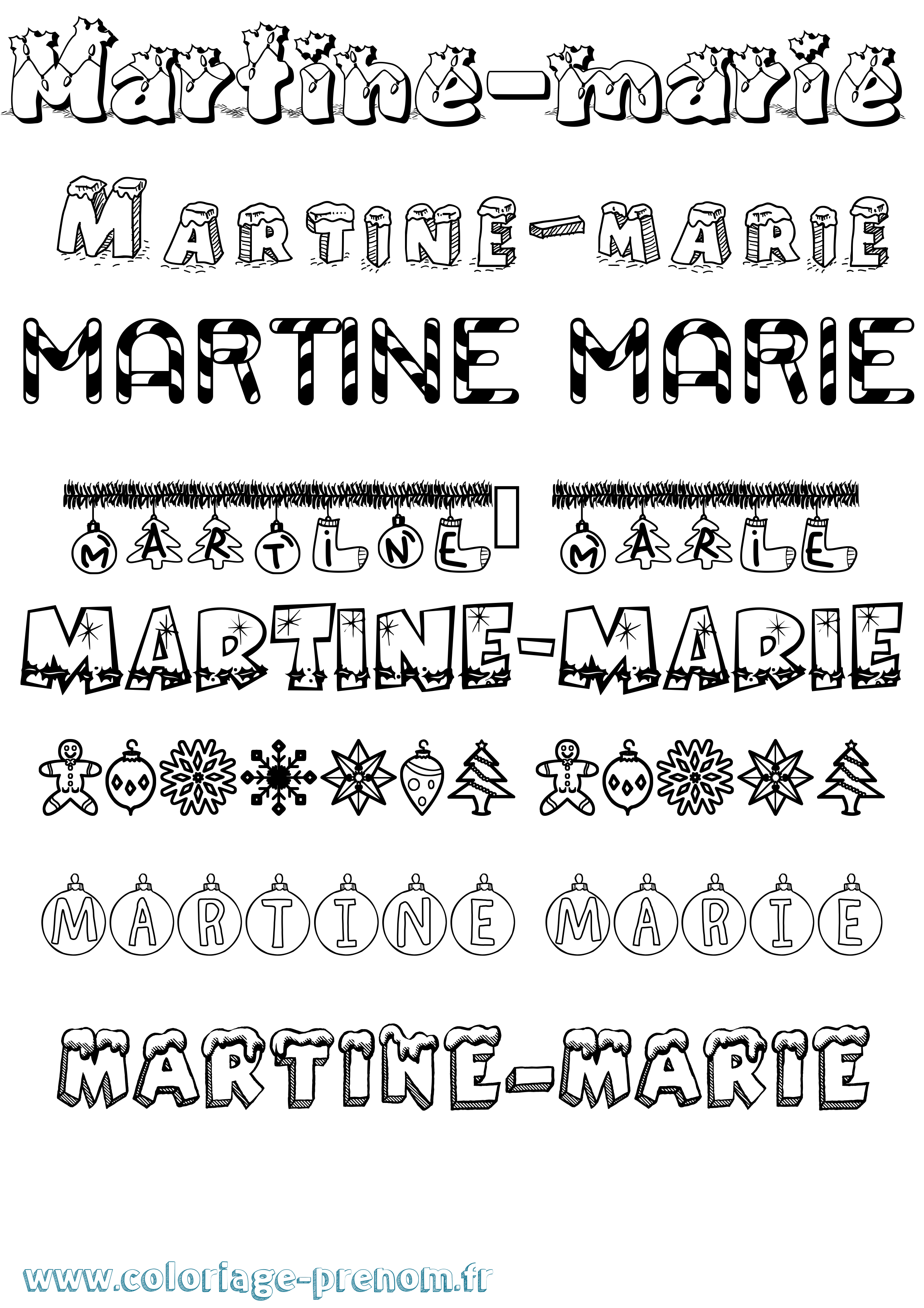 Coloriage prénom Martine-Marie Noël