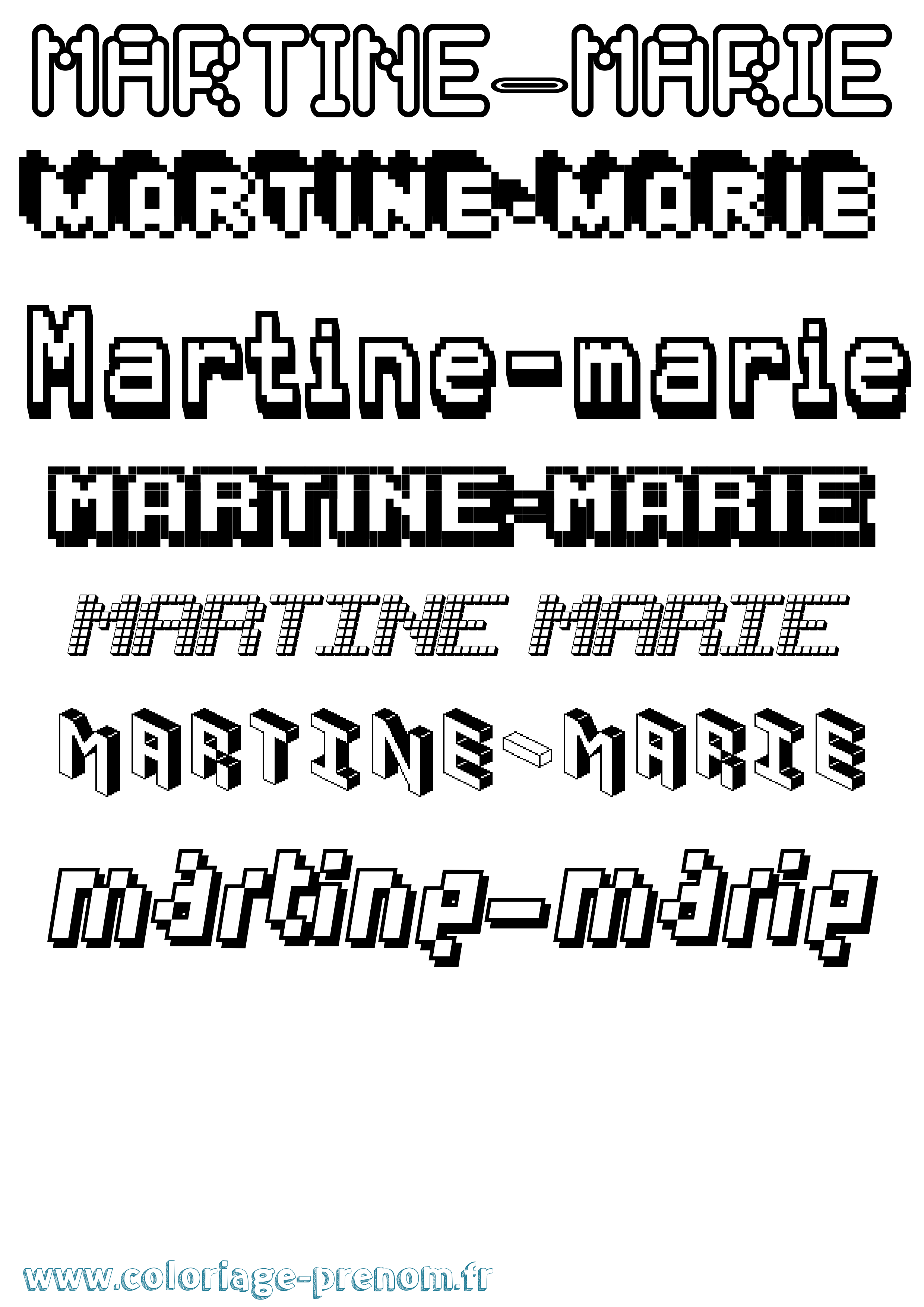 Coloriage prénom Martine-Marie Pixel