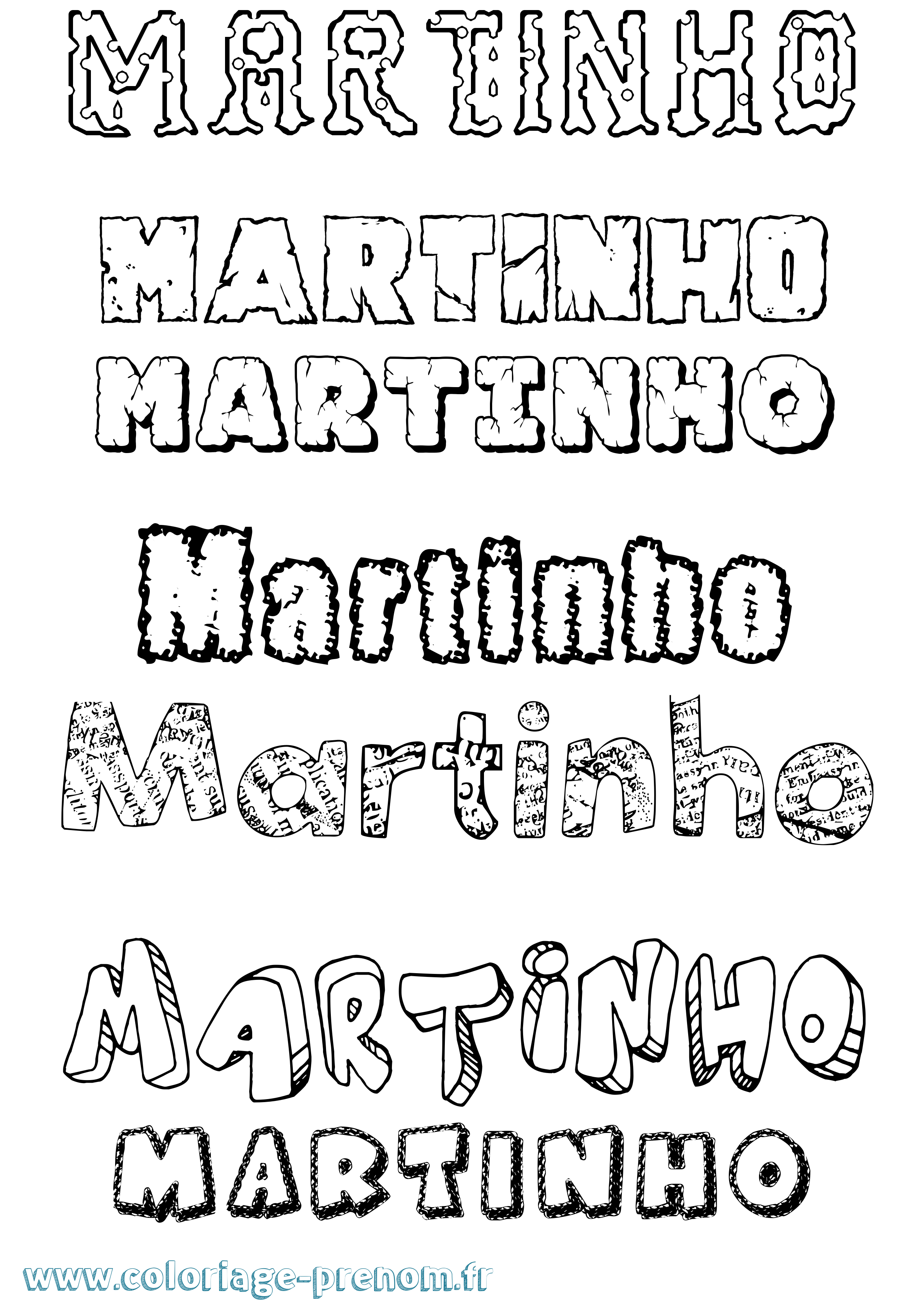 Coloriage prénom Martinho Destructuré