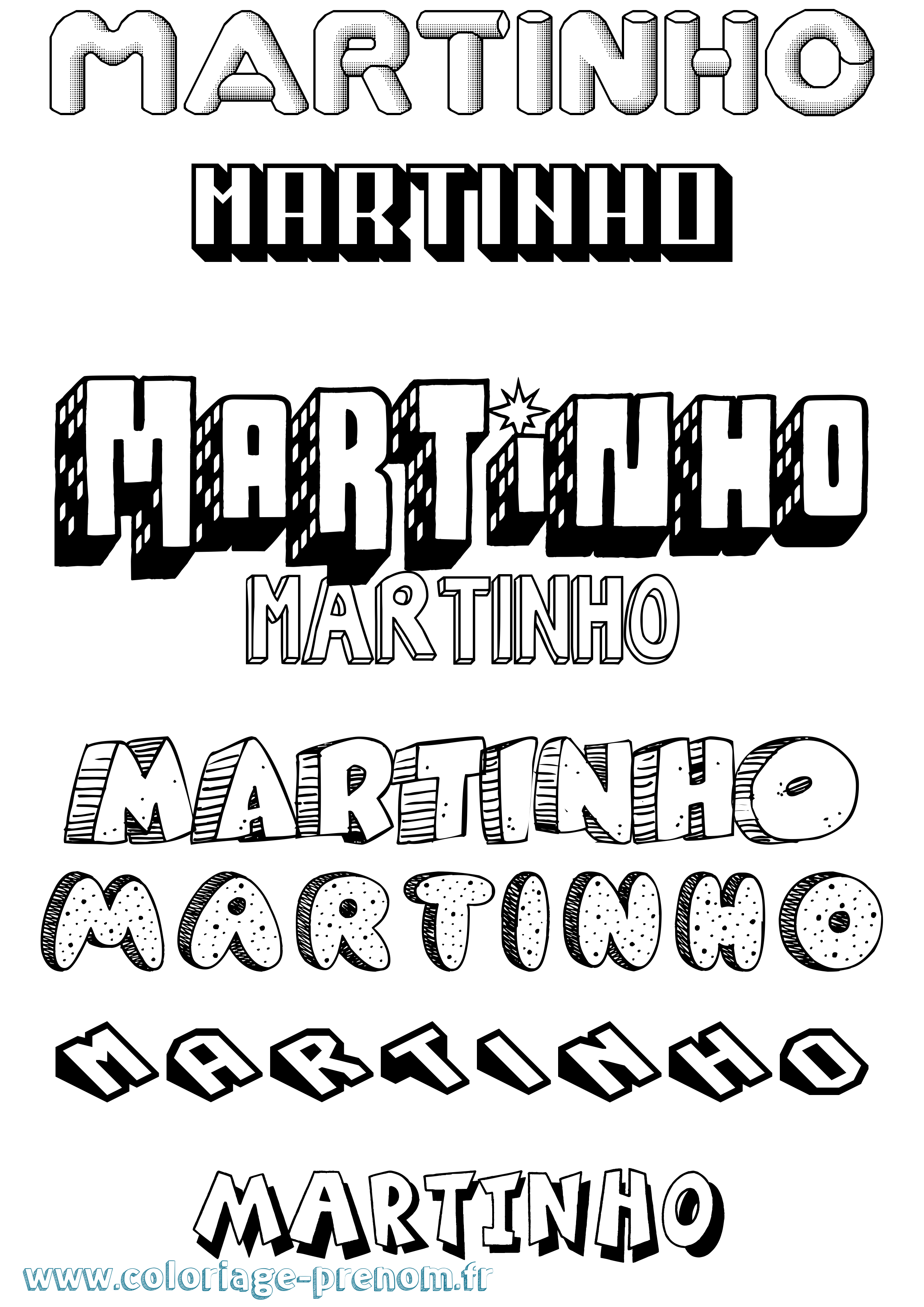 Coloriage prénom Martinho Effet 3D