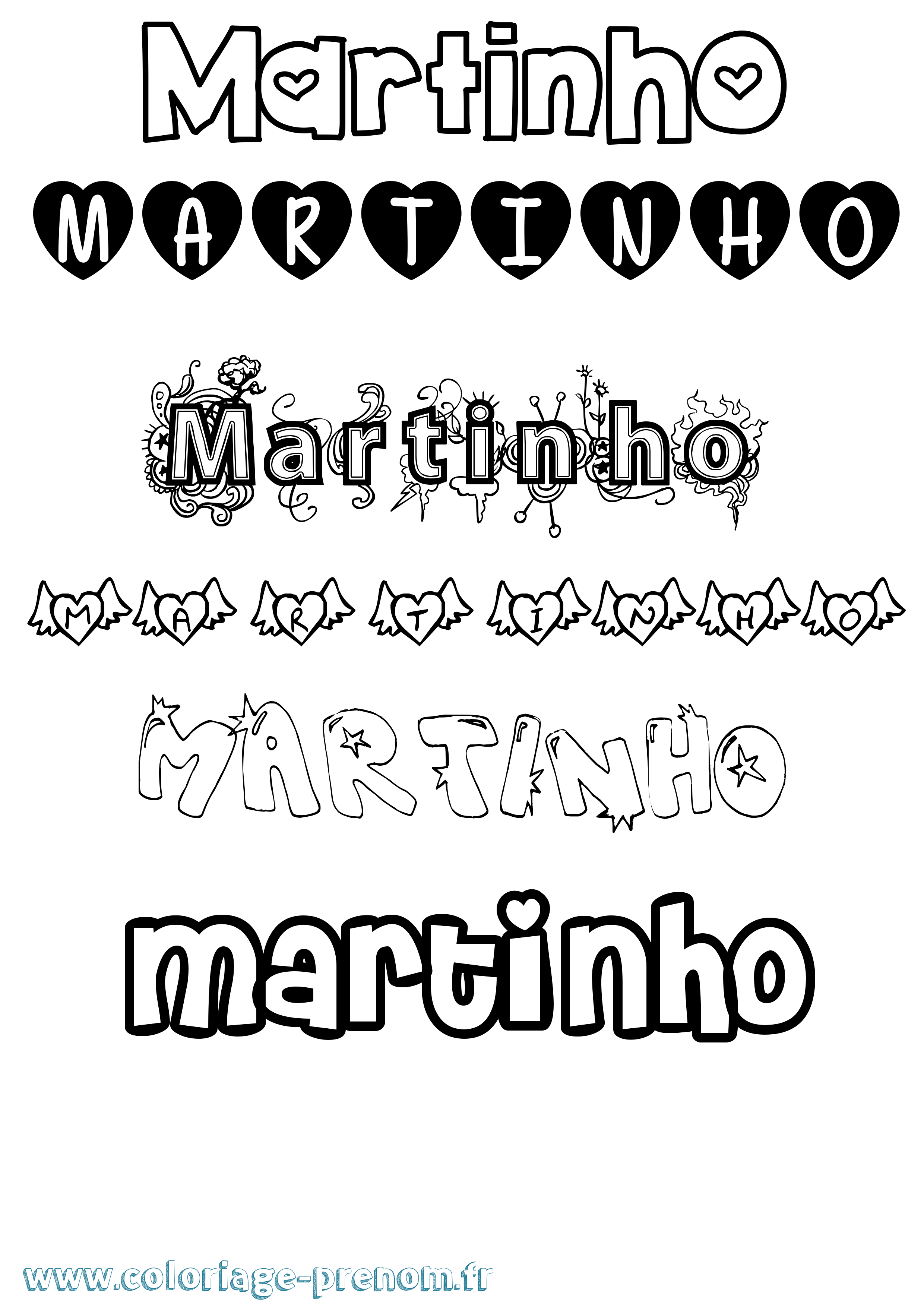 Coloriage prénom Martinho Girly