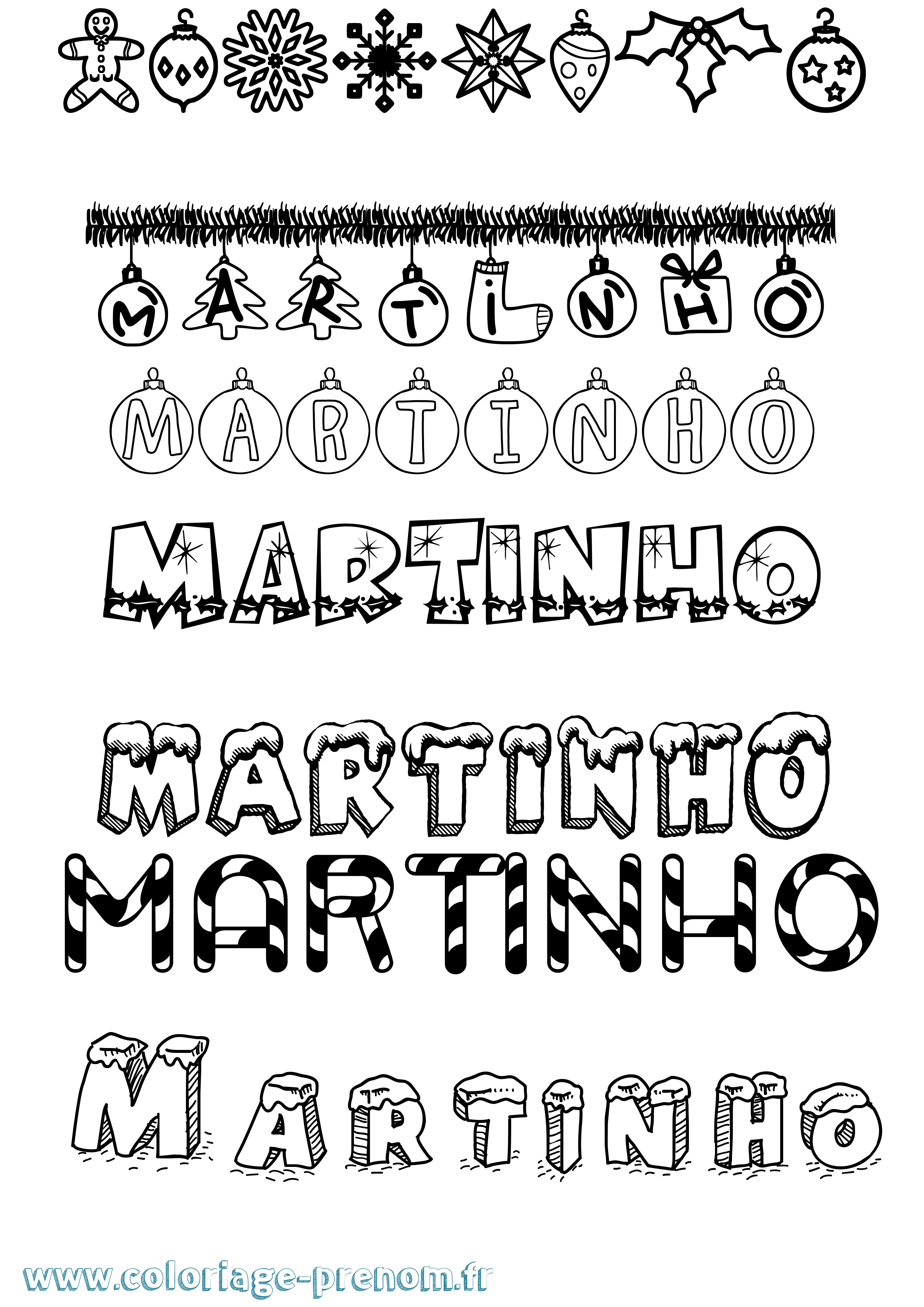 Coloriage prénom Martinho Noël