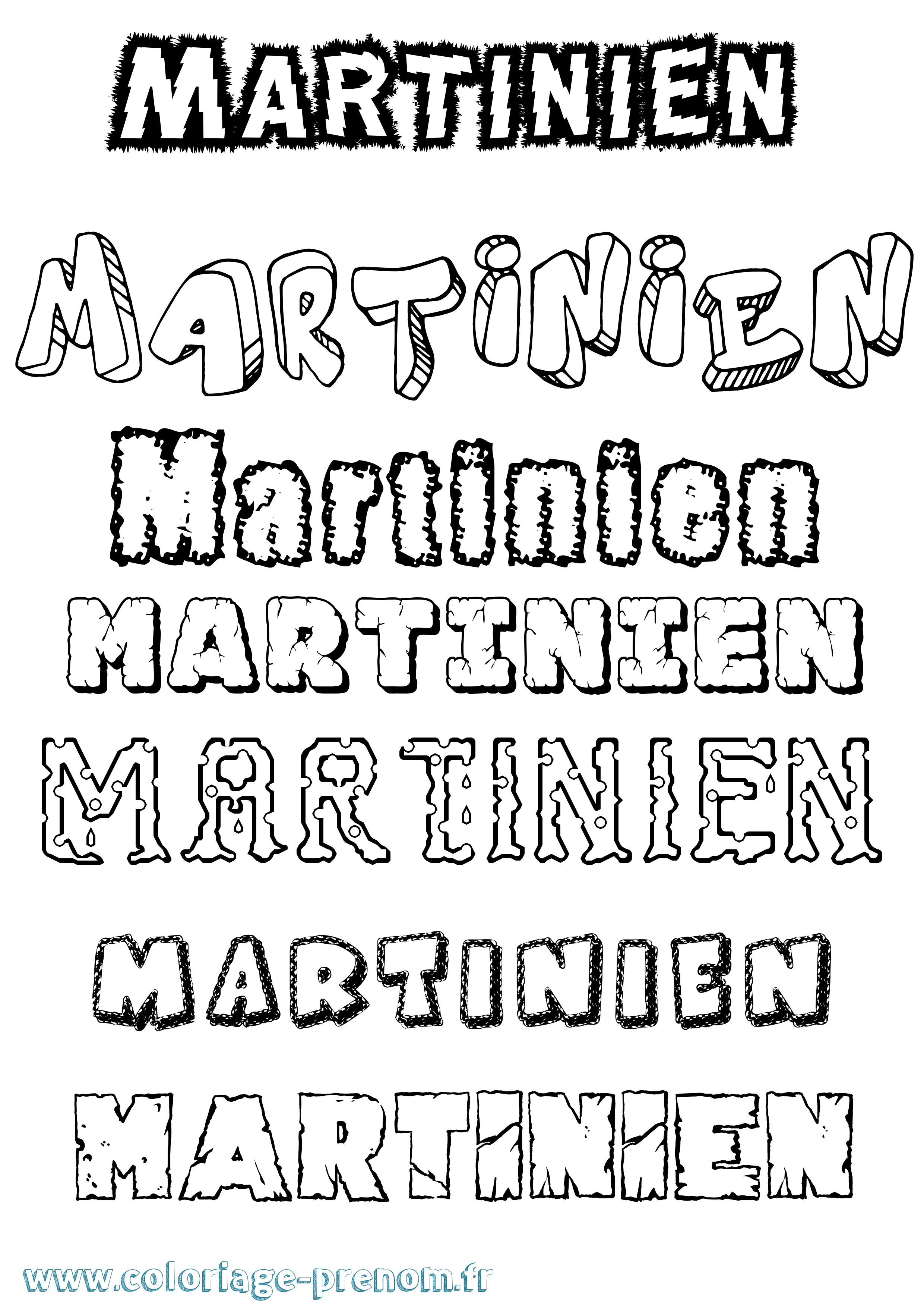Coloriage prénom Martinien Destructuré