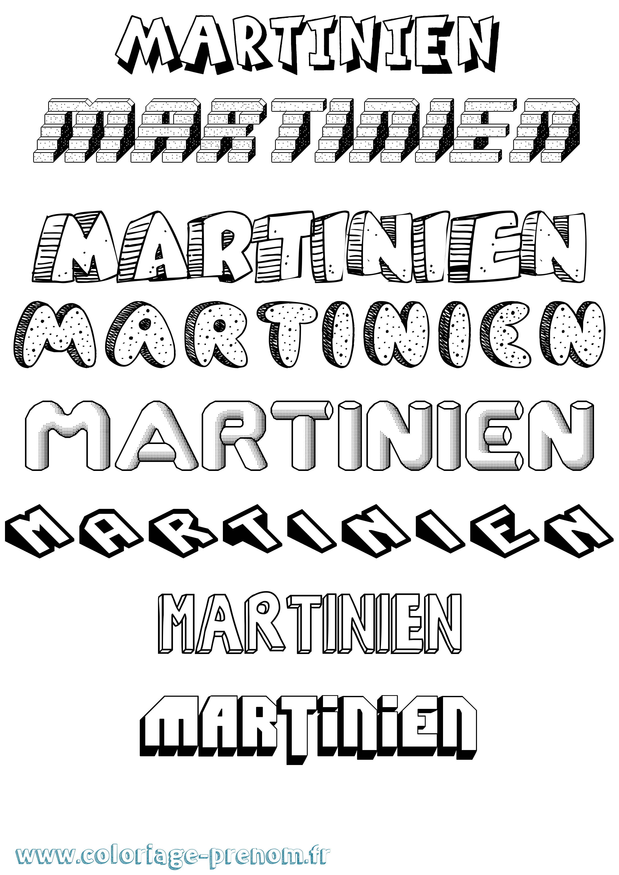 Coloriage prénom Martinien Effet 3D