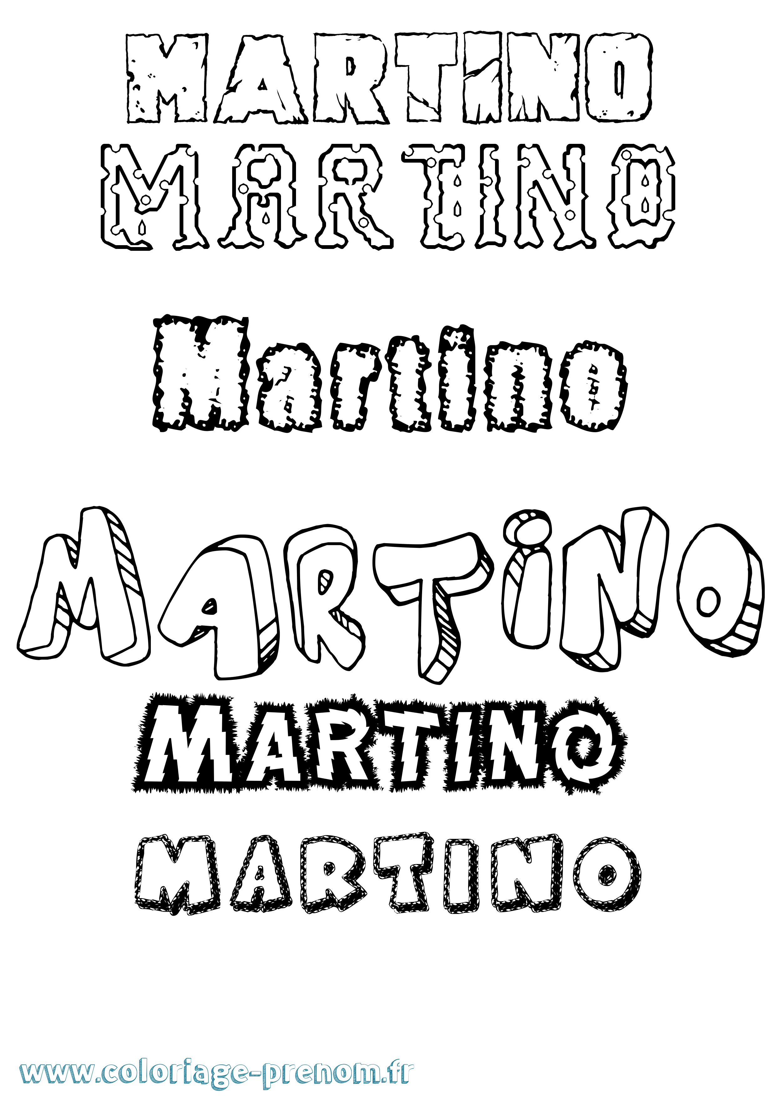Coloriage prénom Martino Destructuré