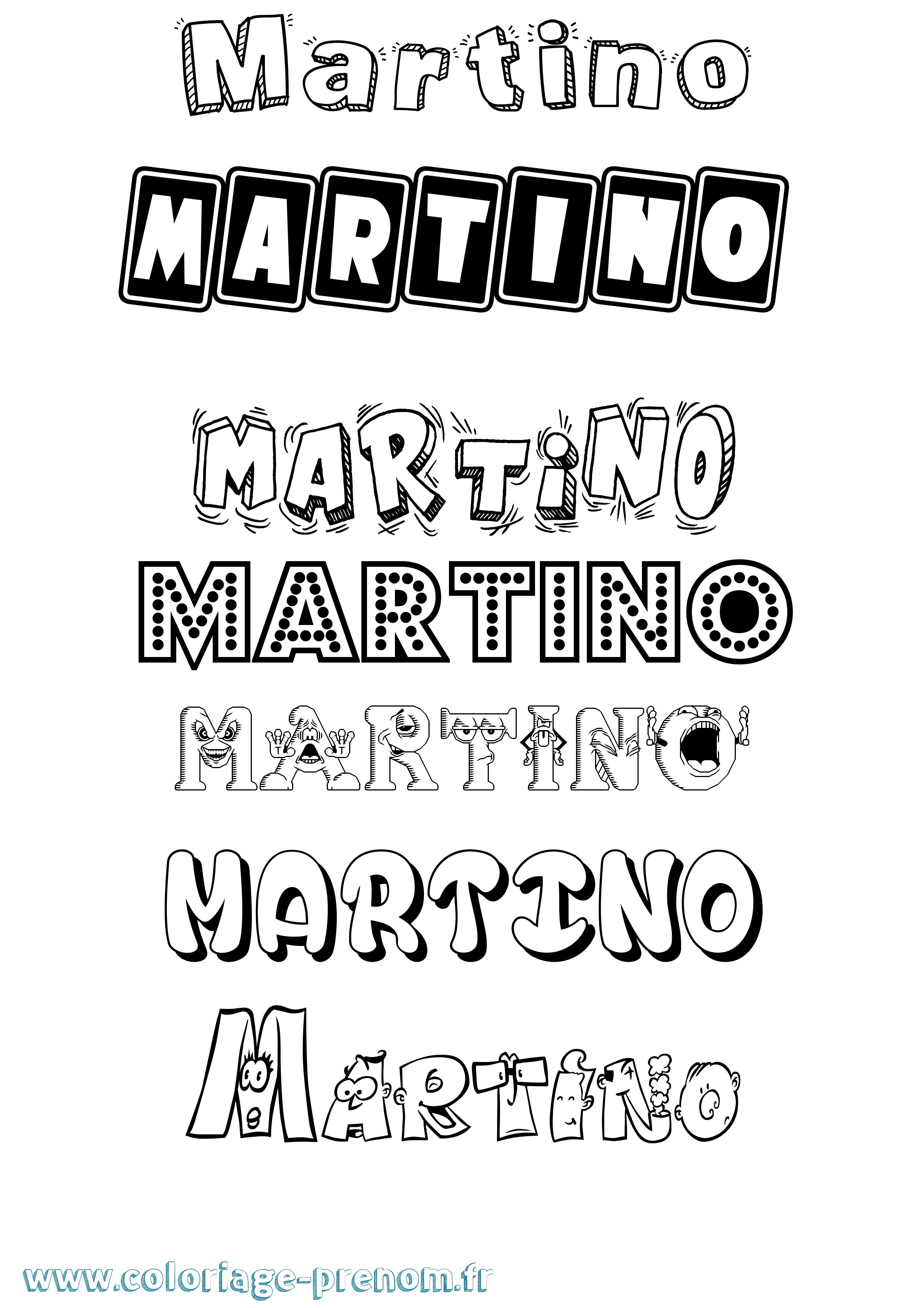 Coloriage prénom Martino Fun
