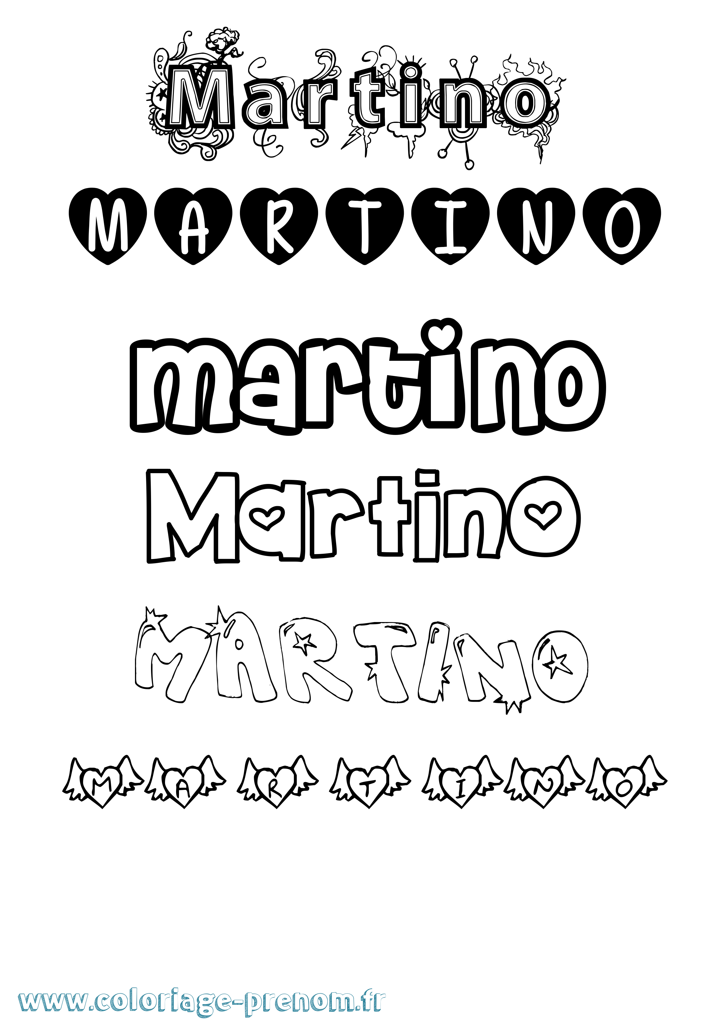 Coloriage prénom Martino Girly