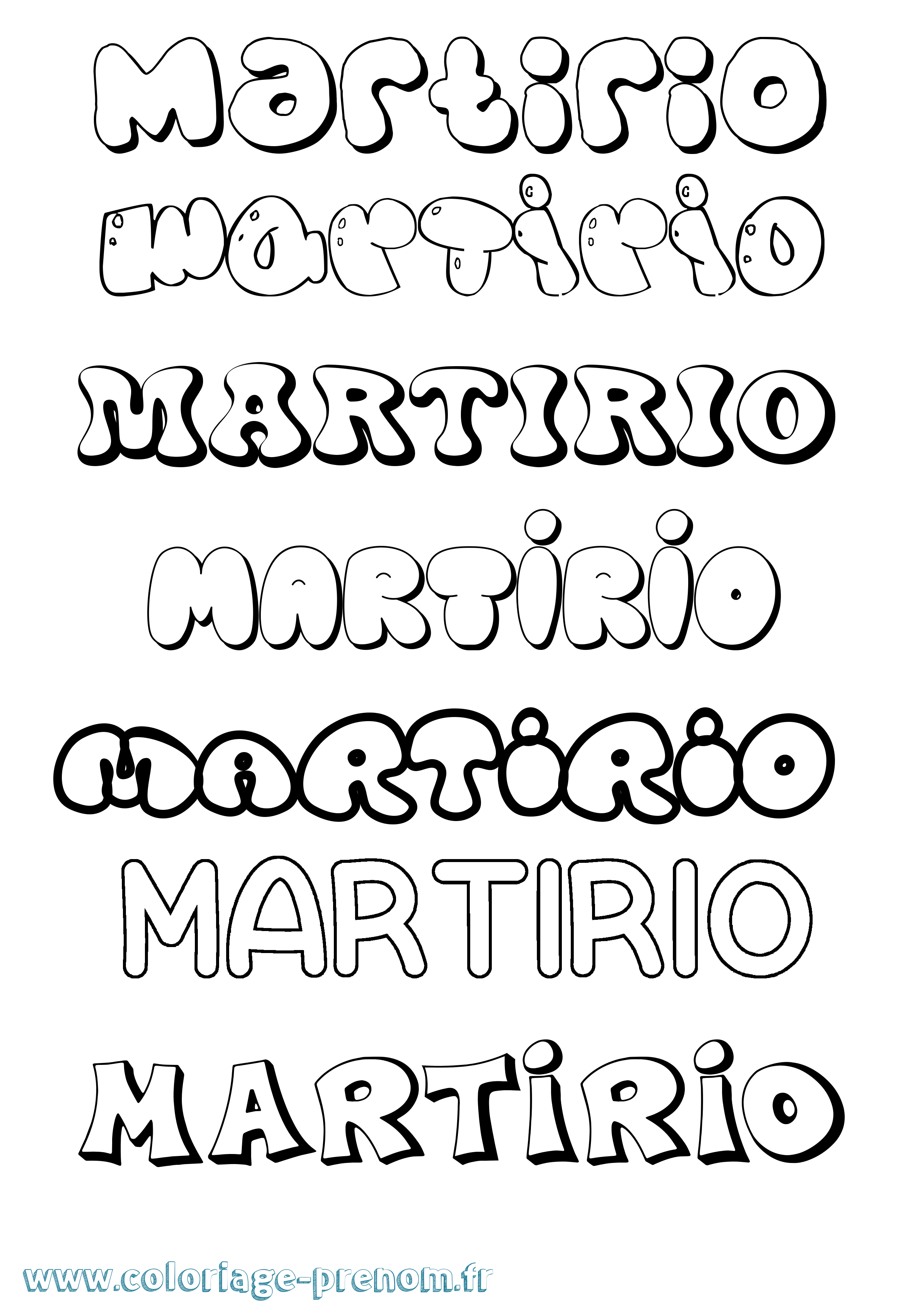 Coloriage prénom Martirio Bubble