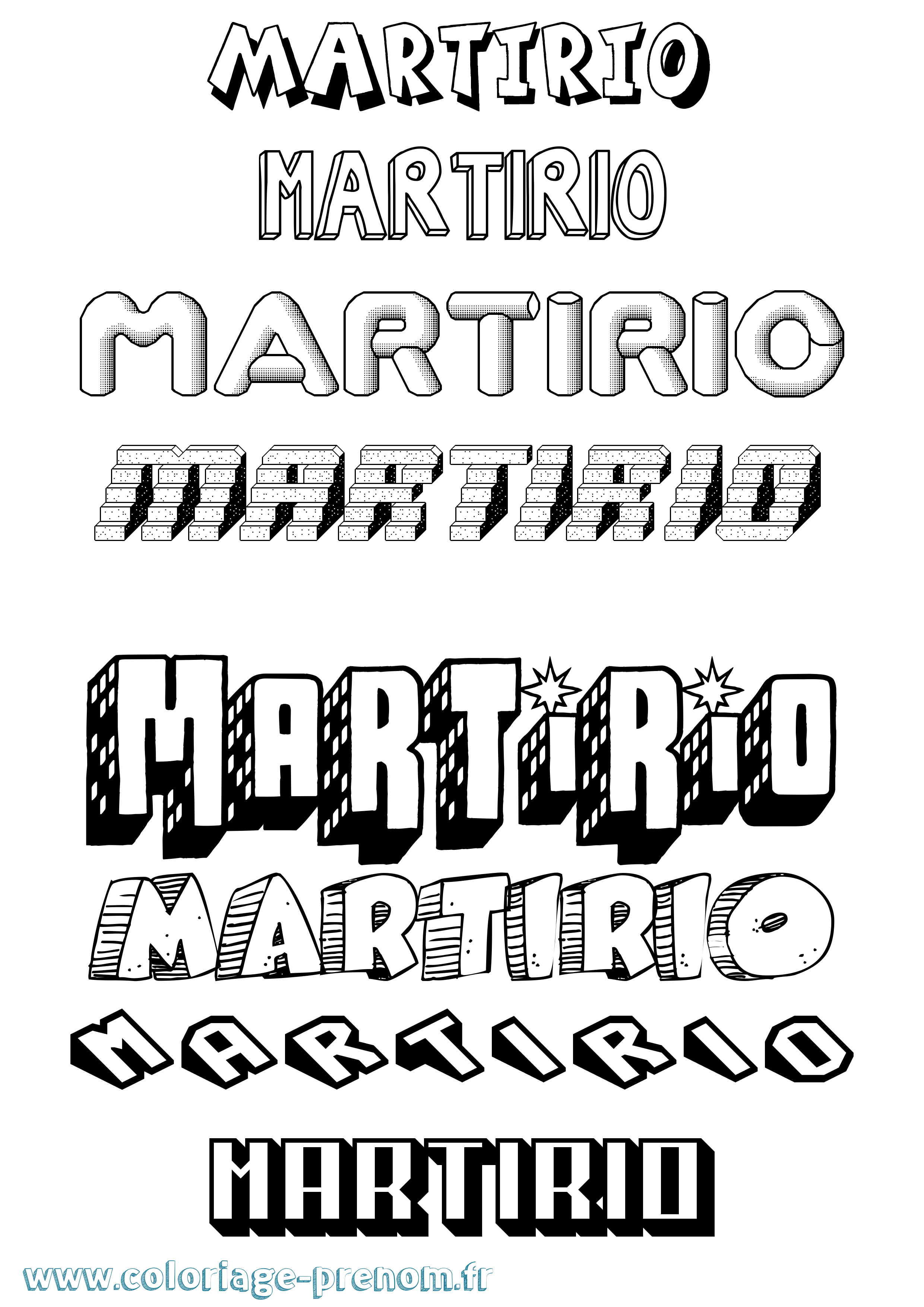 Coloriage prénom Martirio Effet 3D