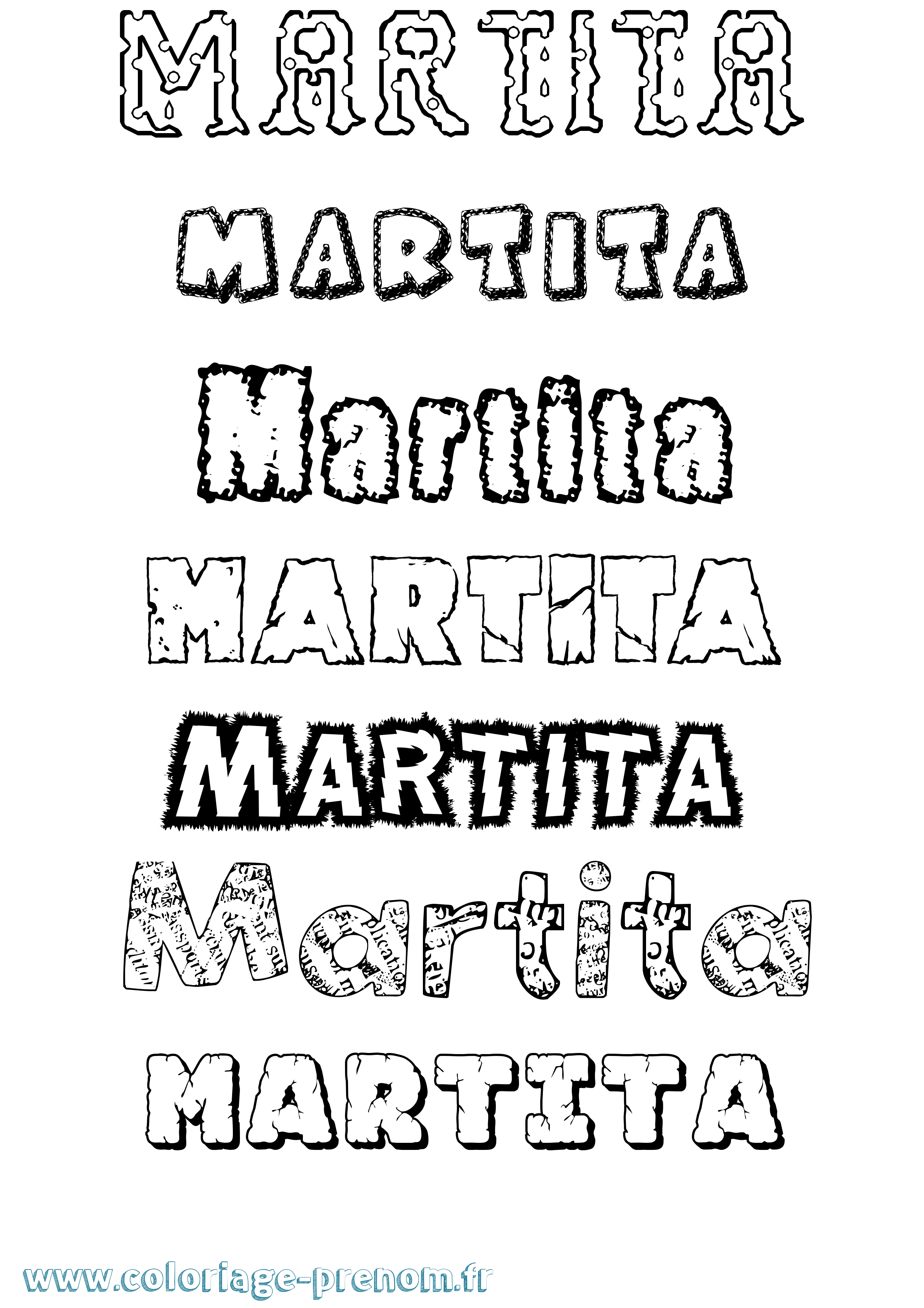 Coloriage Martita Destructuré Coloriage prénom Martita Destructuré