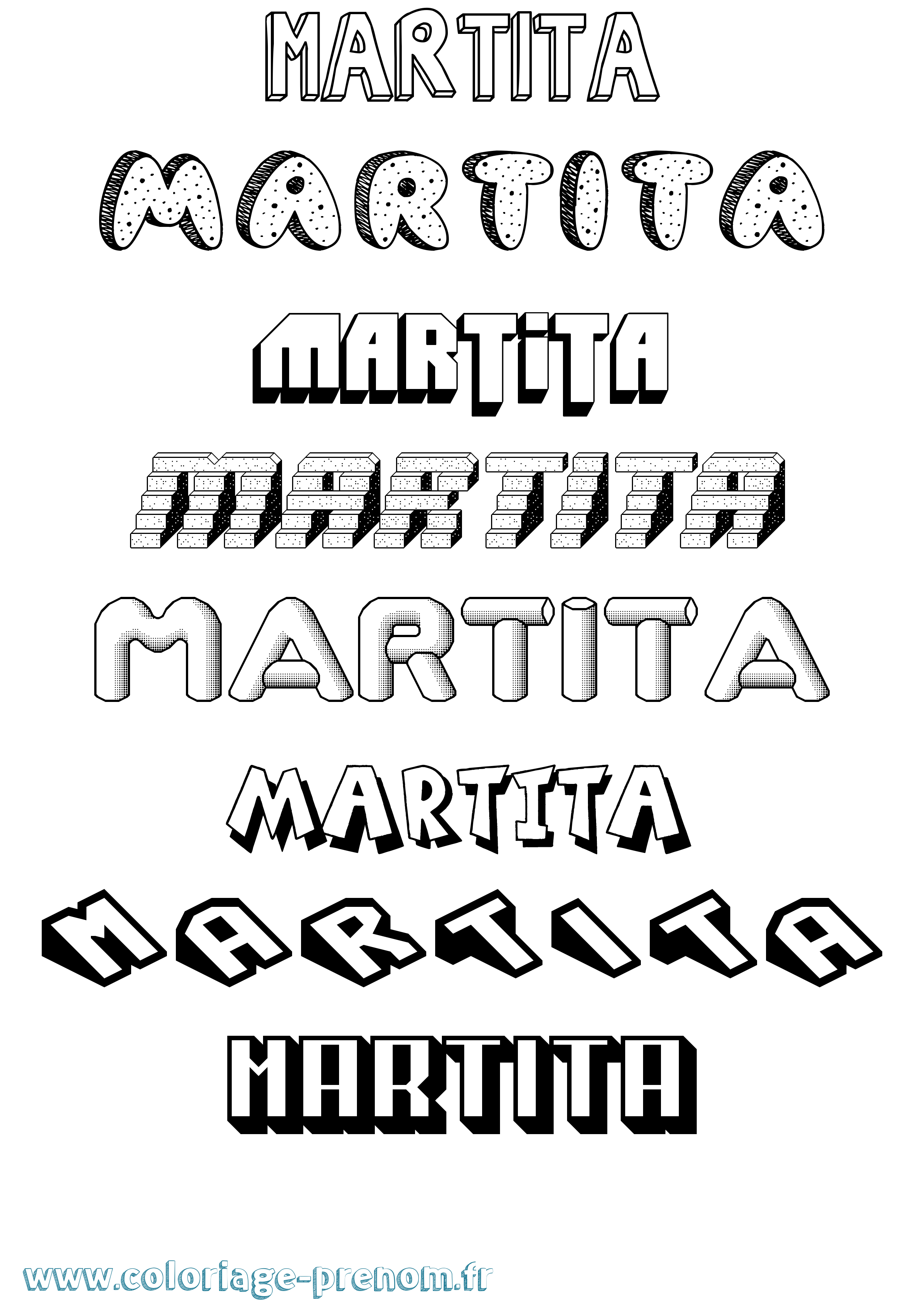Coloriage Martita Effet 3D Coloriage prénom Martita Effet 3D
