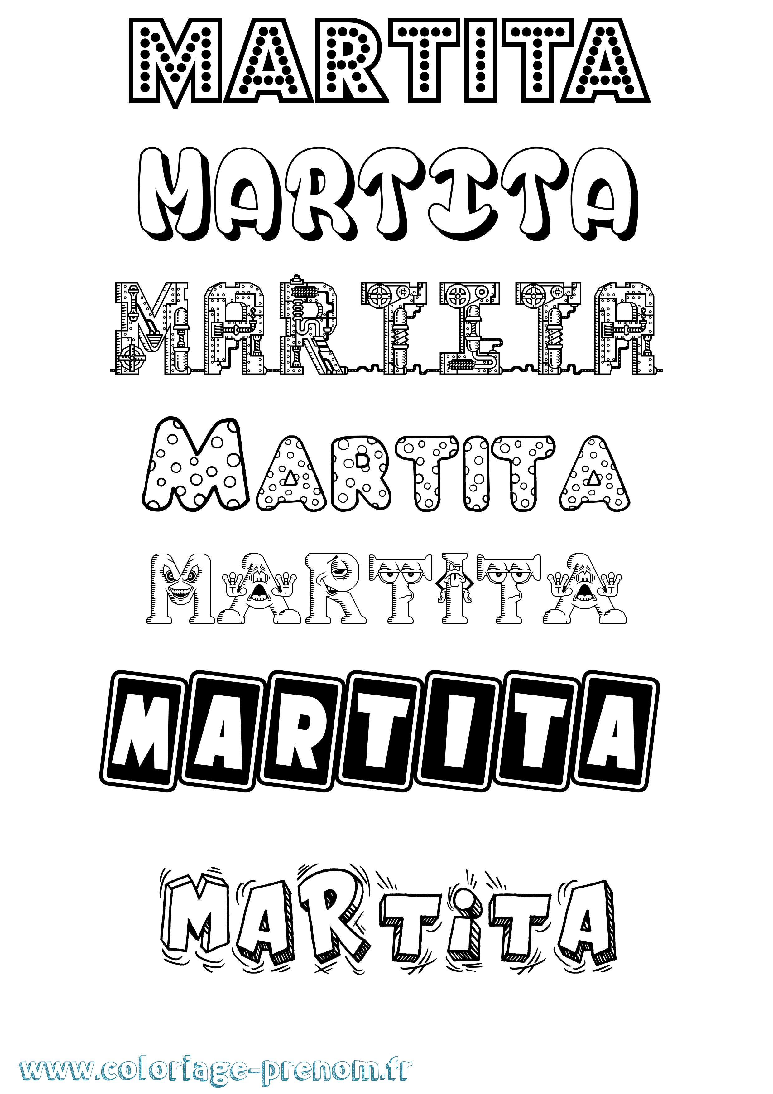 Coloriage prénom Martita Fun