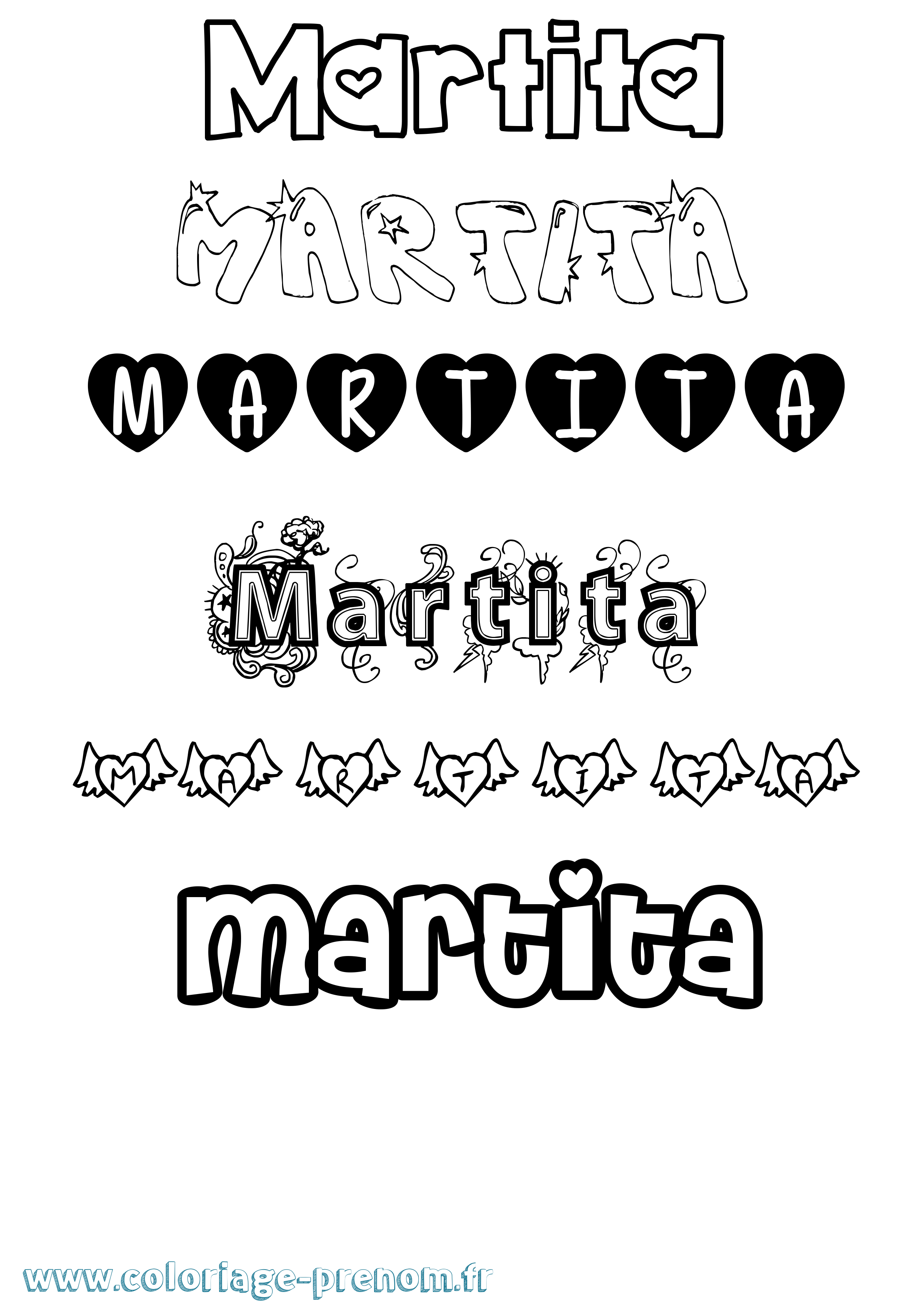 Coloriage prénom Martita Girly