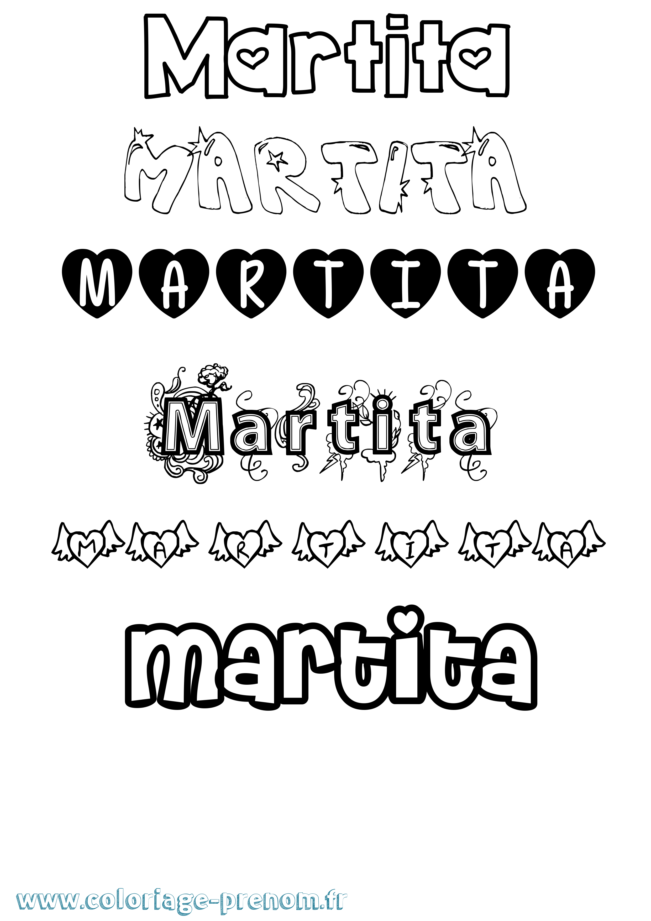 Coloriage Martita Girly Coloriage prénom Martita Girly