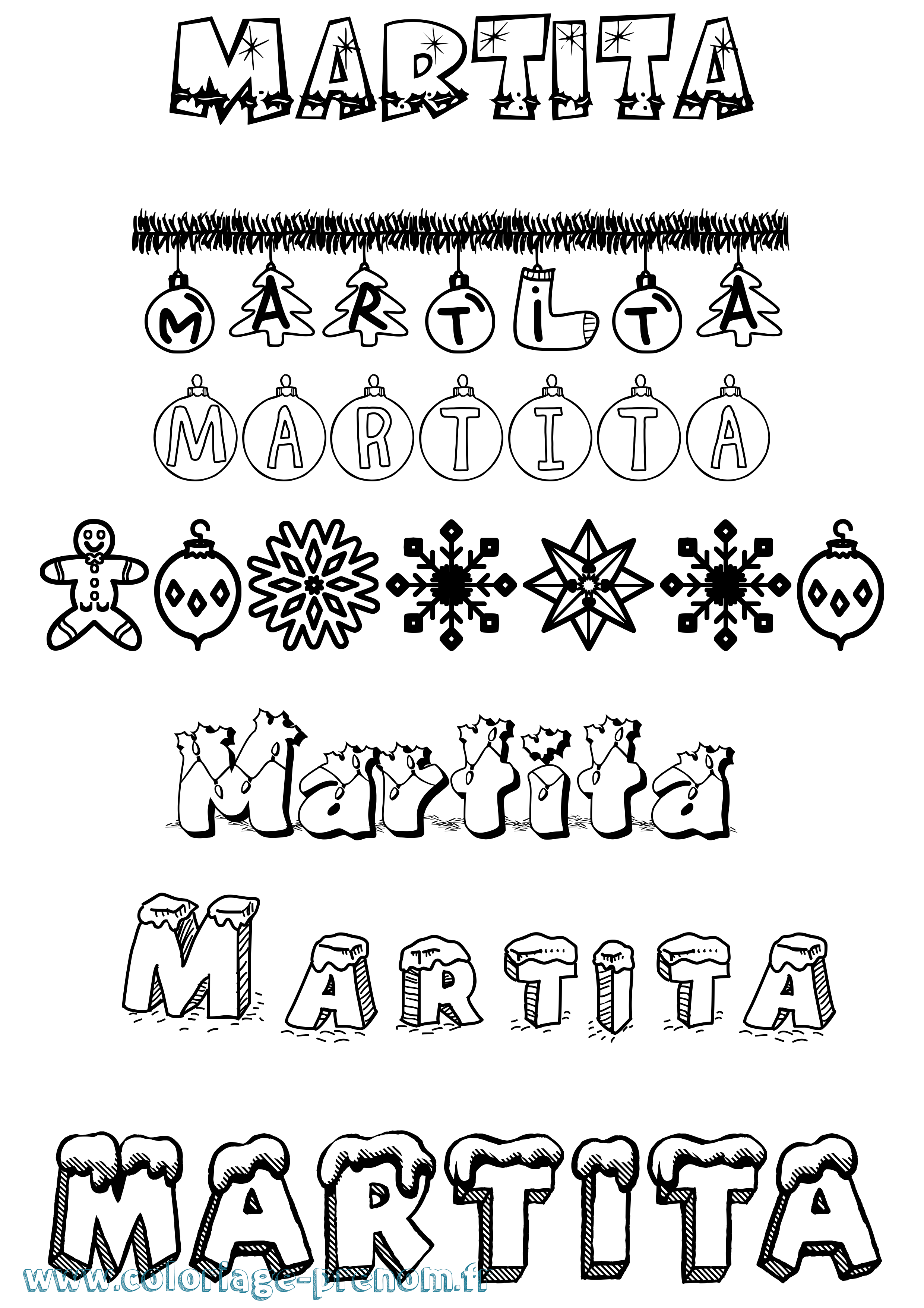 Coloriage Martita Noël Coloriage prénom Martita Noël