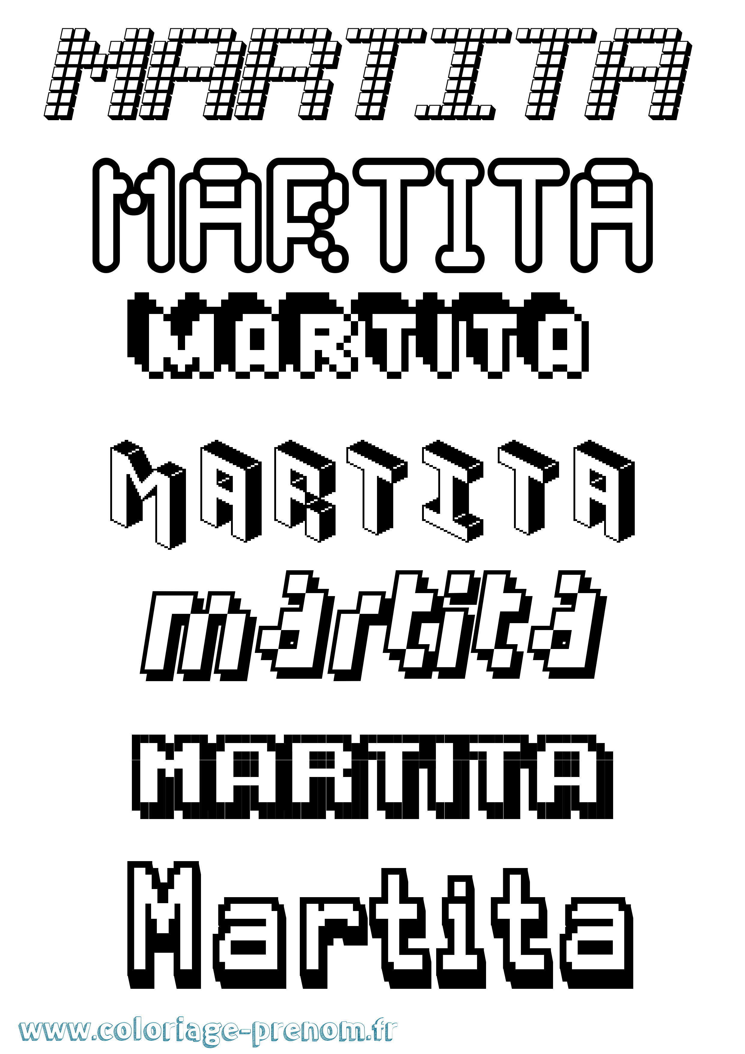 Coloriage Martita Pixel Coloriage prénom Martita Pixel