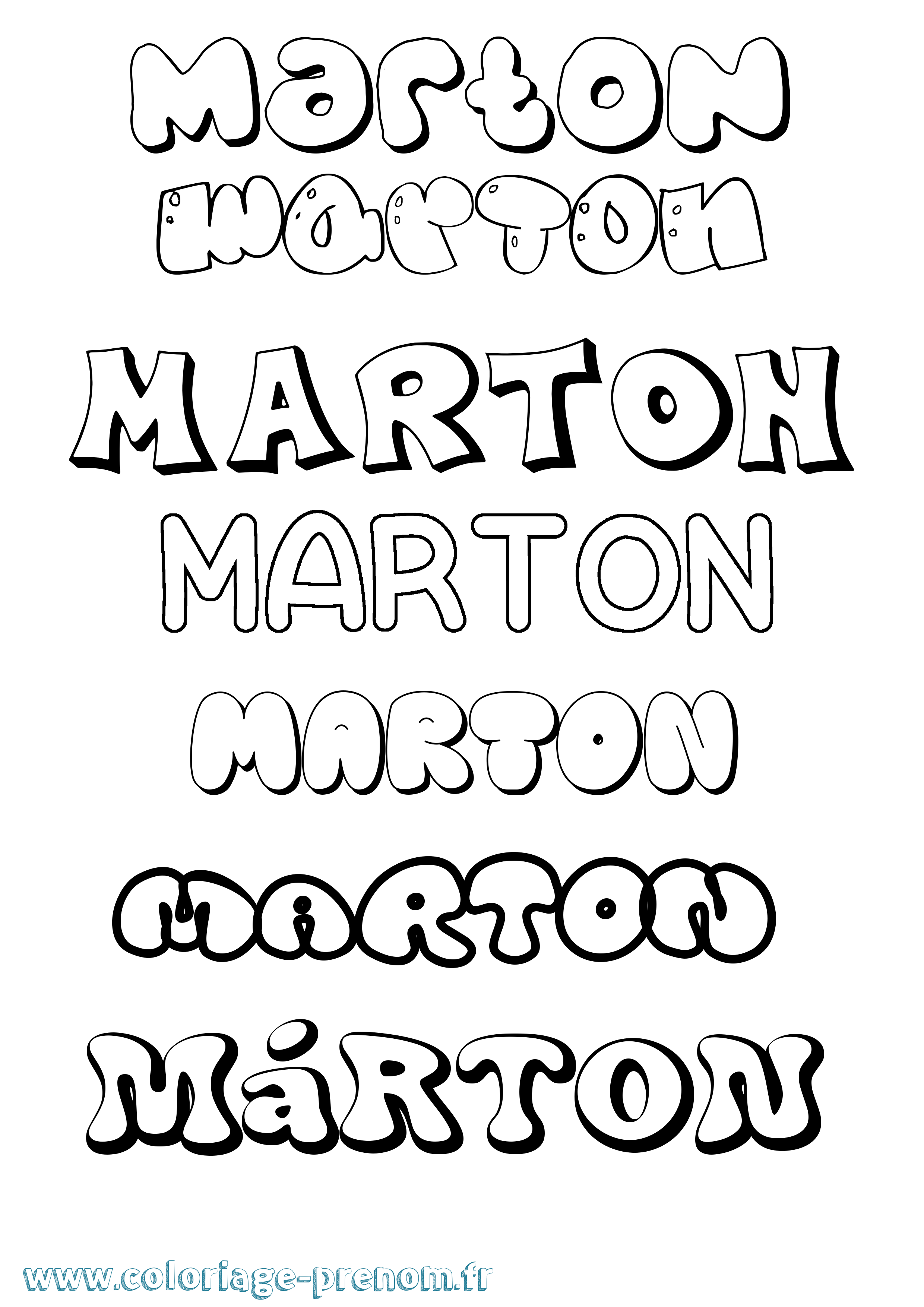 Coloriage prénom Márton Bubble