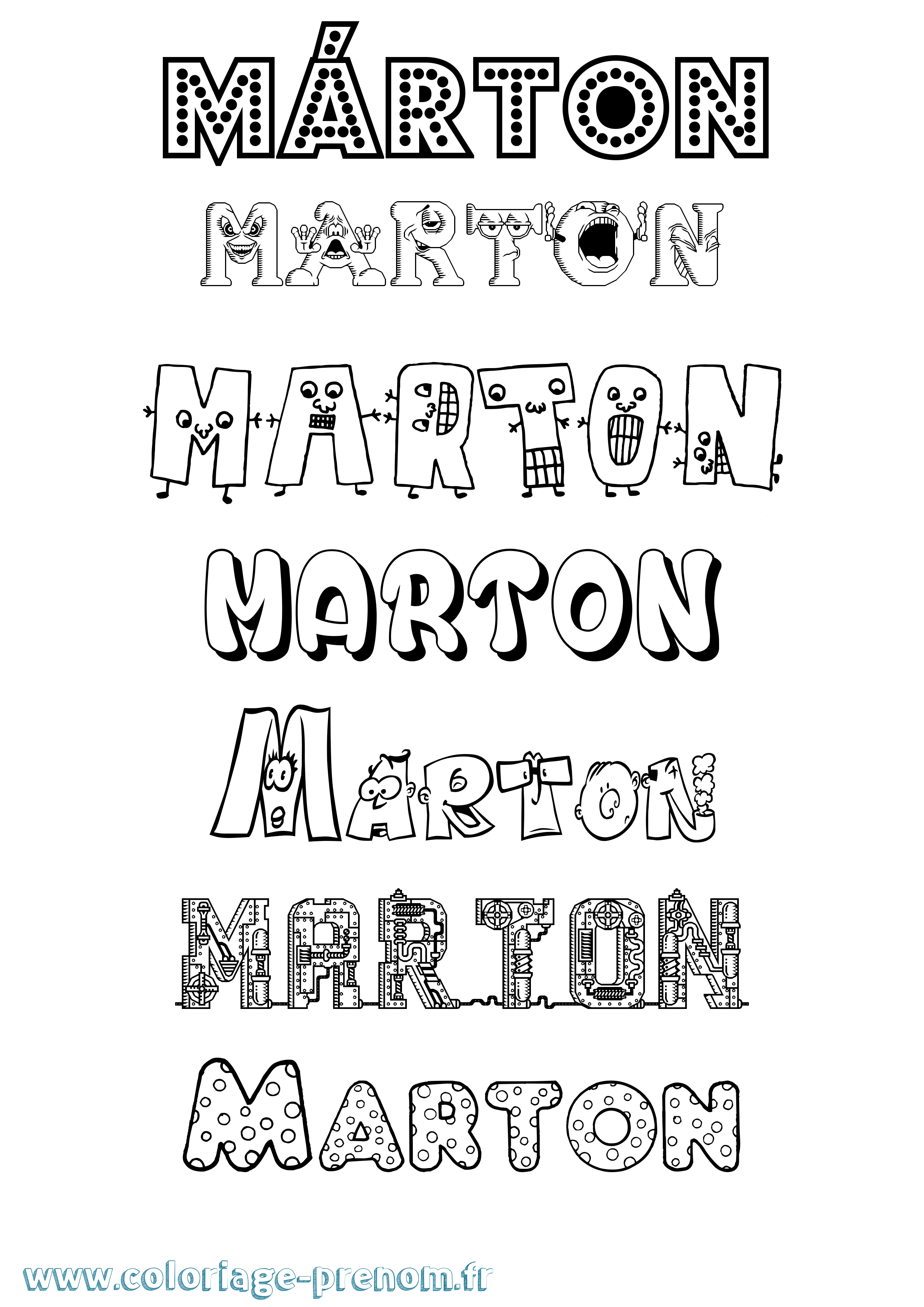Coloriage prénom Márton Fun