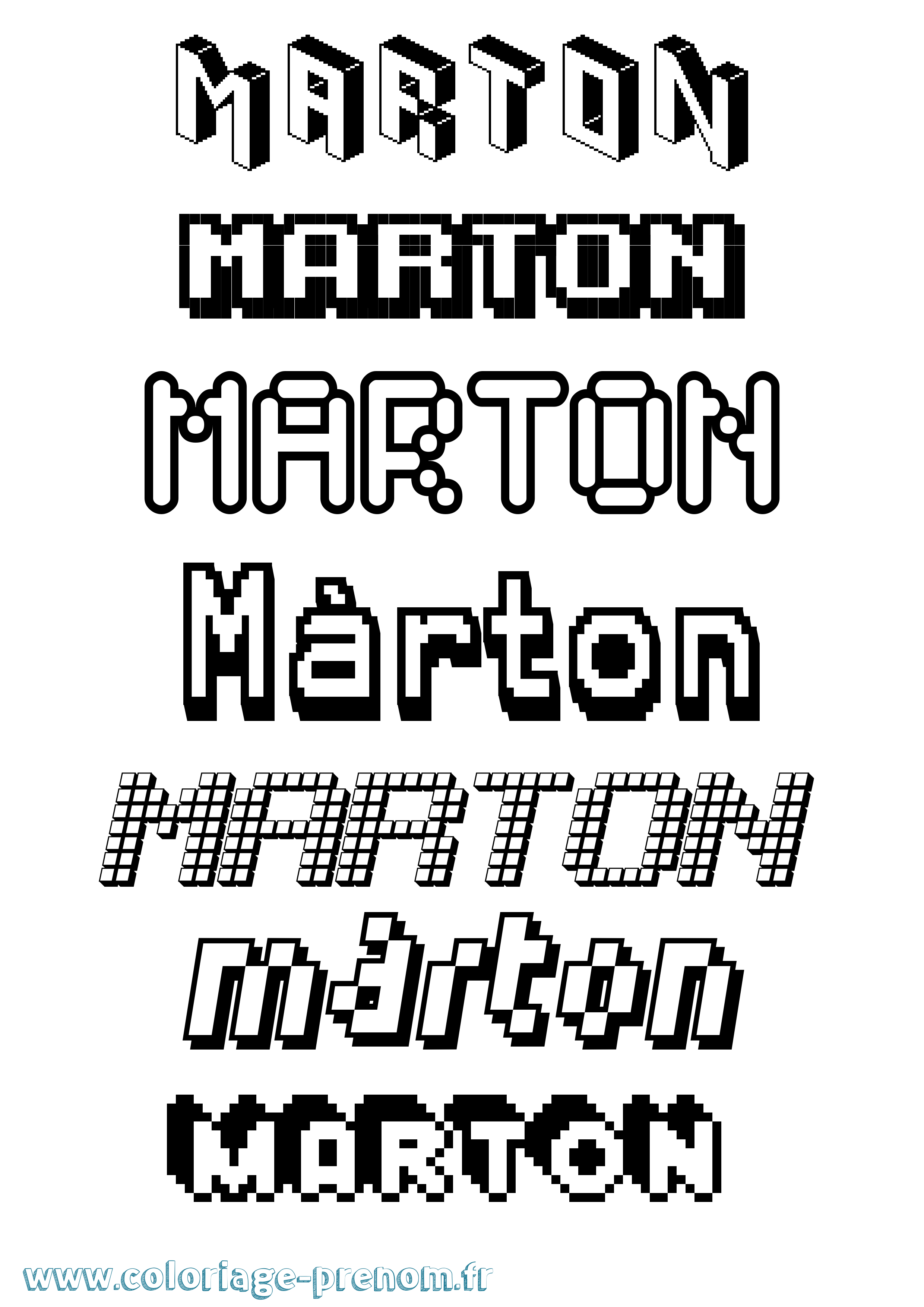 Coloriage prénom Márton Pixel