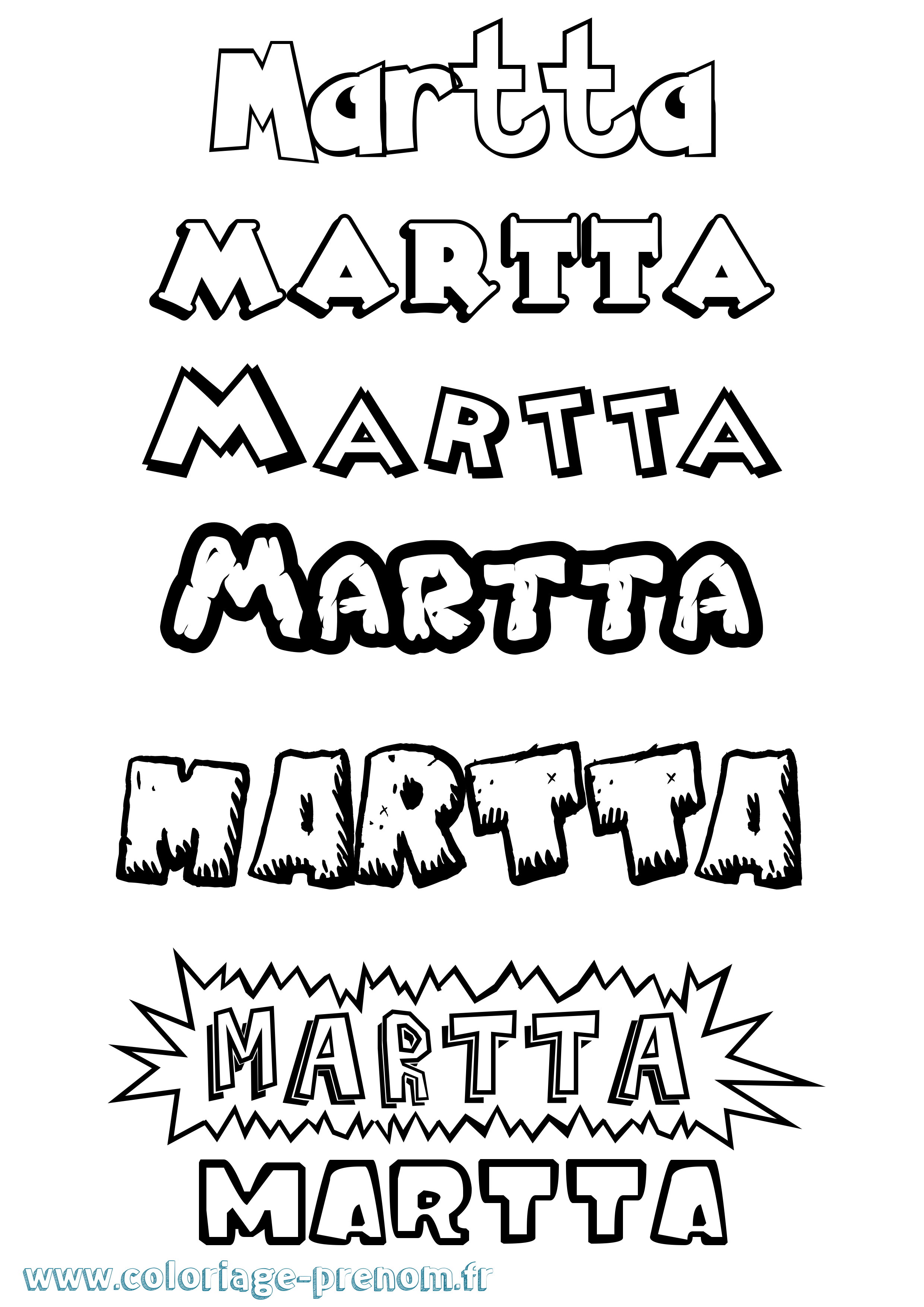 Coloriage prénom Martta Dessin Animé