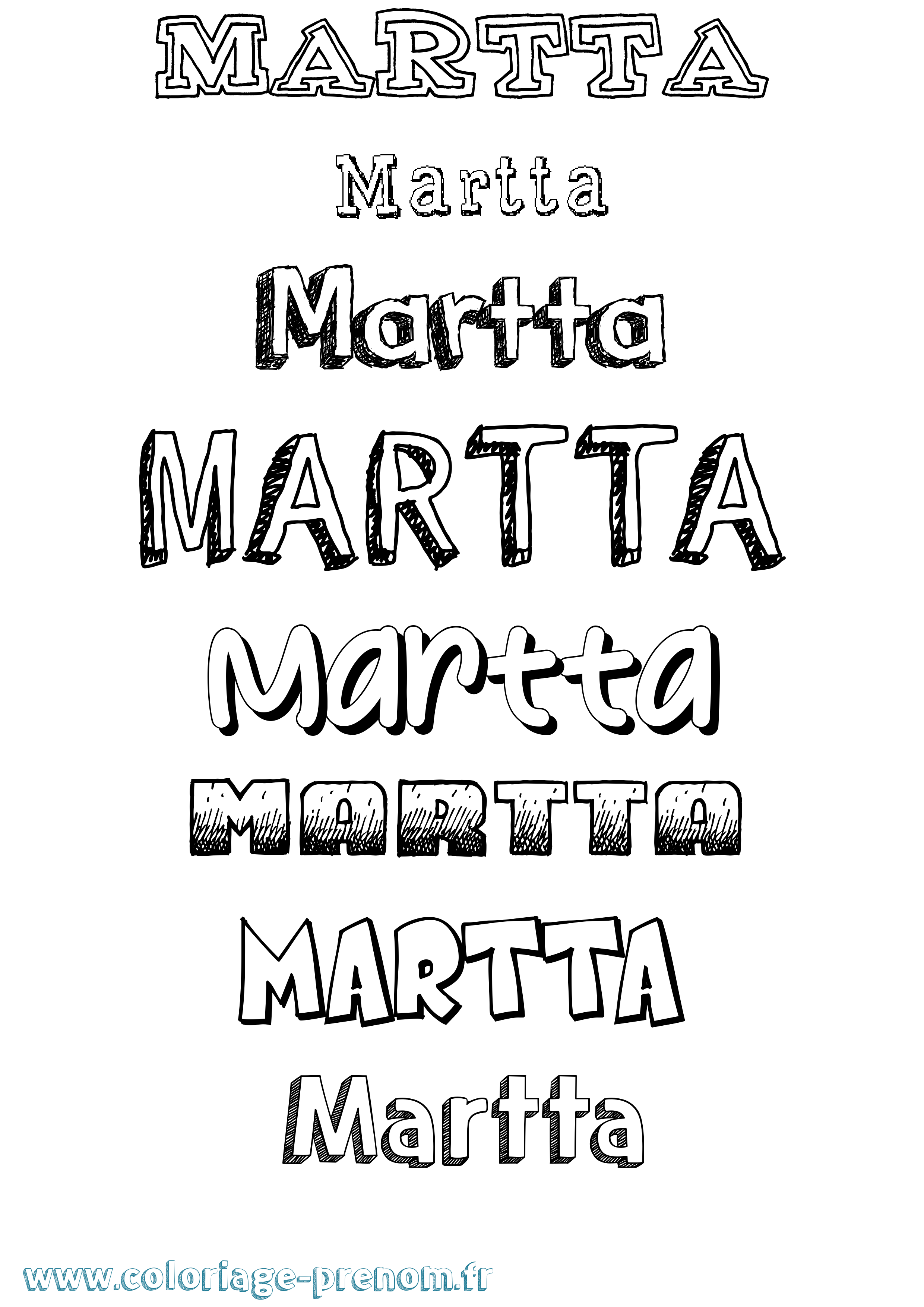 Coloriage prénom Martta Dessiné